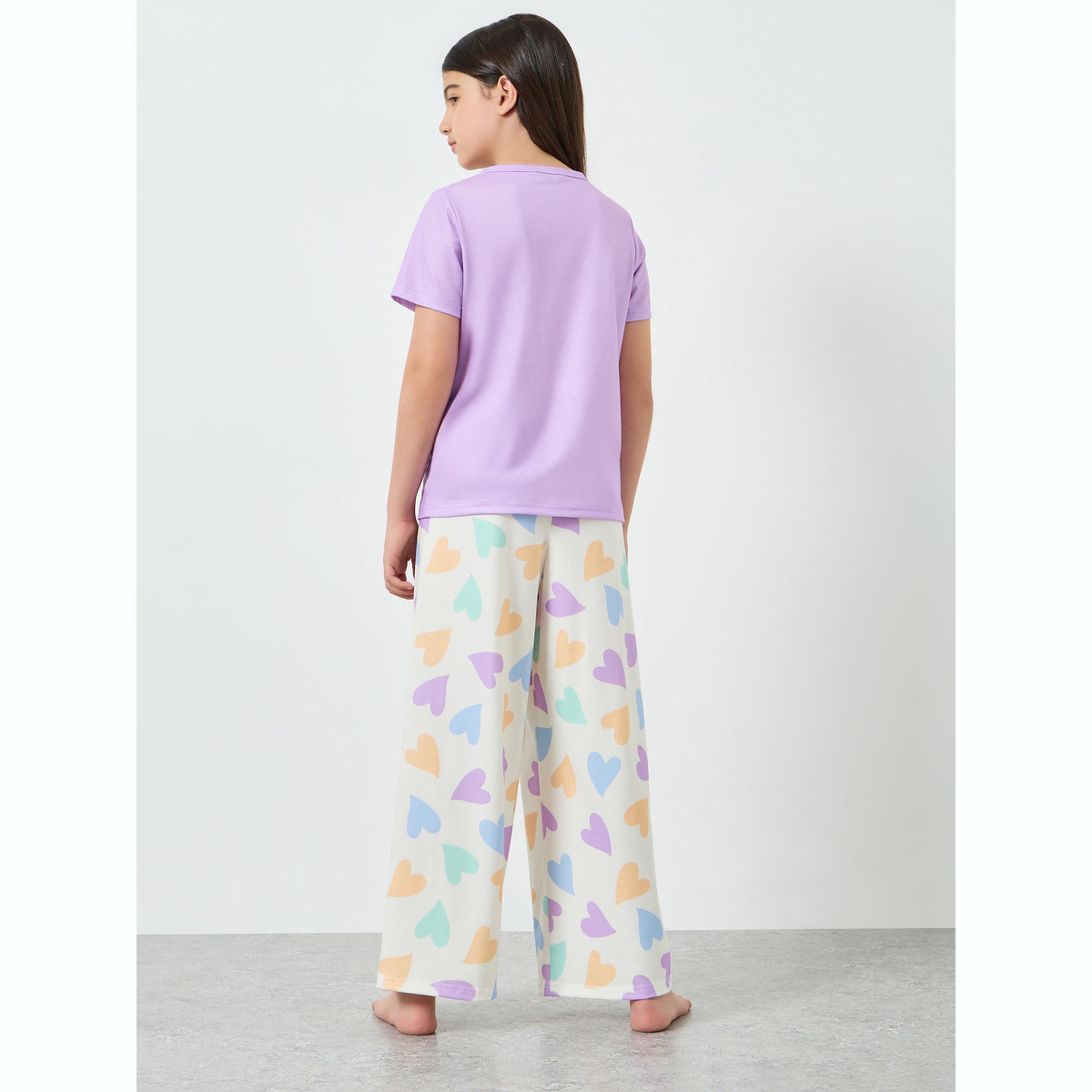طقم بيجاما من بنطال وتيشيرت مطبوع للبنات المراهقات-girls-clothing-nightwear-image-3