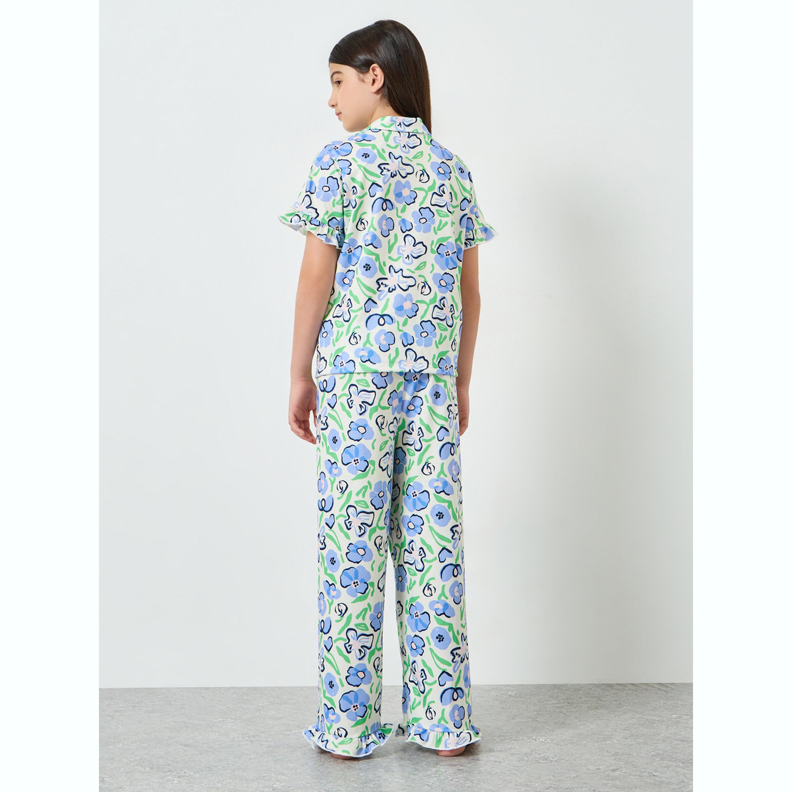 Styli Teen Girls All Over Print Shirt and Pyjama Set-girls-clothing-nightwear-image-3