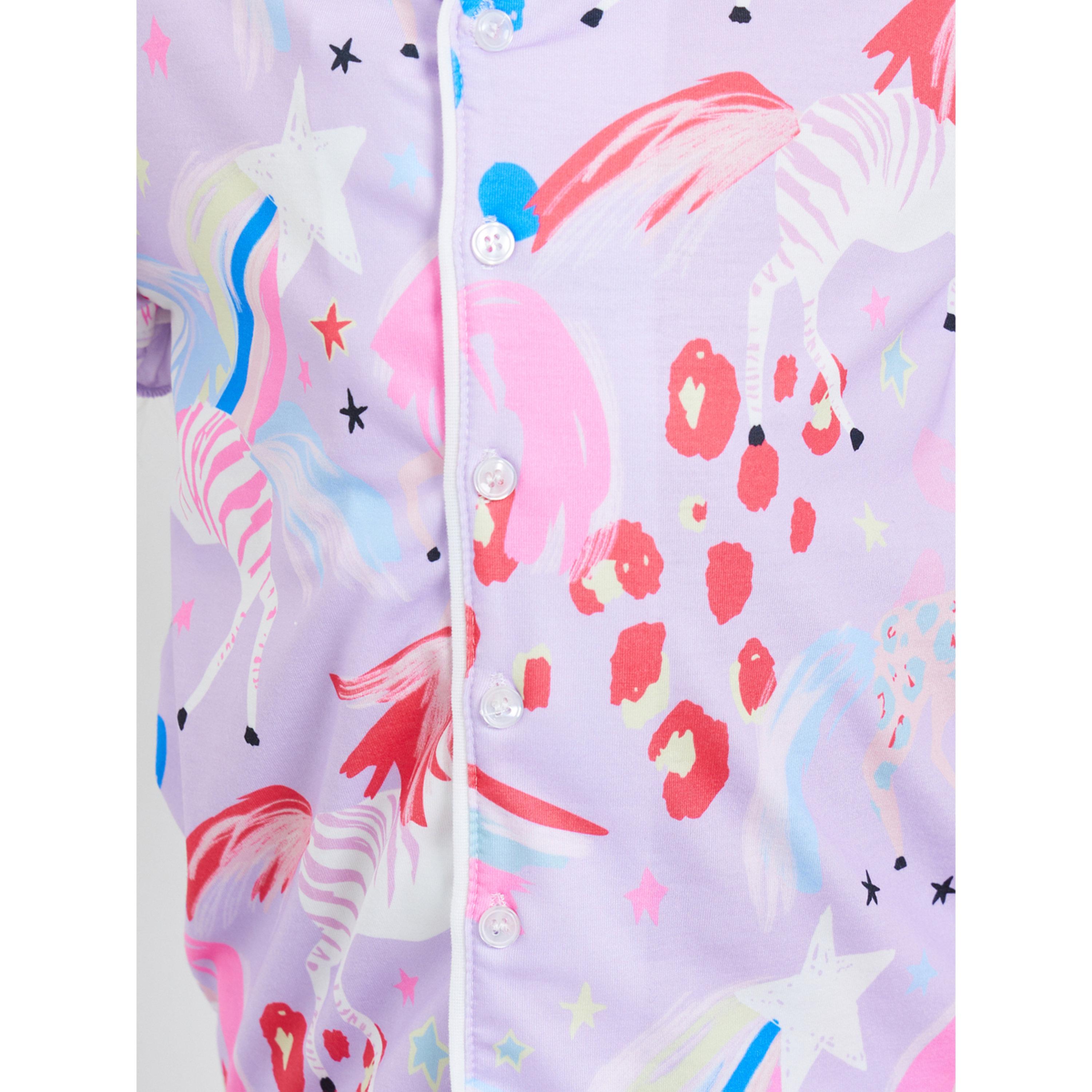Styli Girls Unicorn Print Shirt and Pyjama Set-girls-clothing-nightwear-image-6