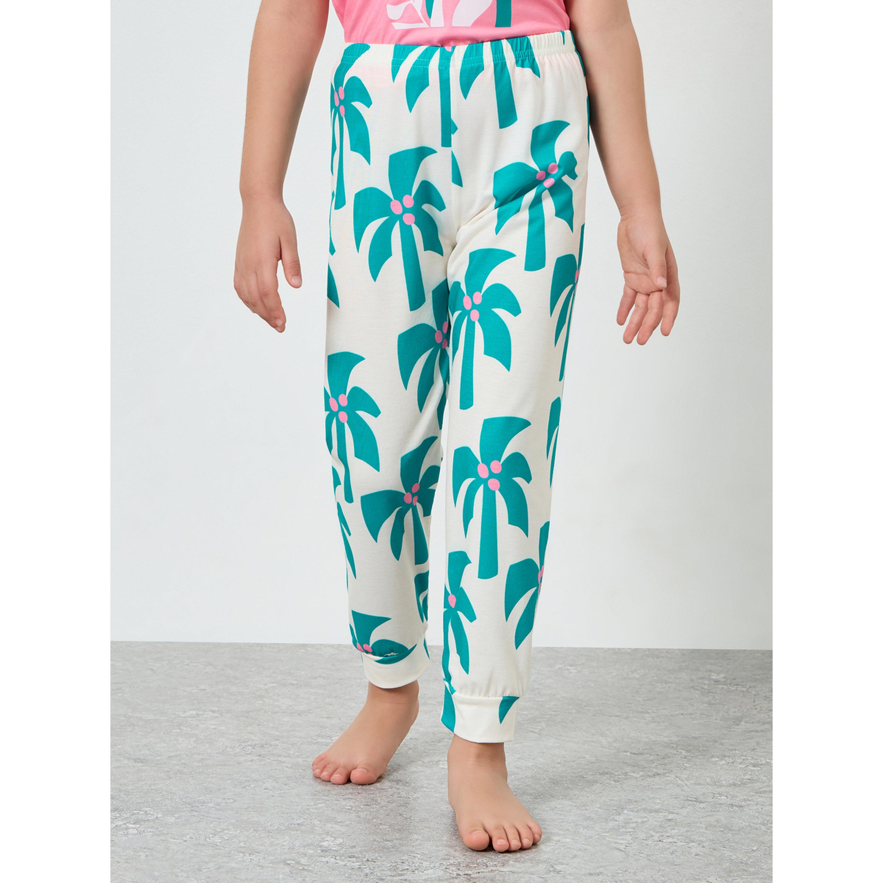 Styli Girls Printed Short Sleeve T-Shirt and Pyjama Set-girls-clothing-nightwear-image-5