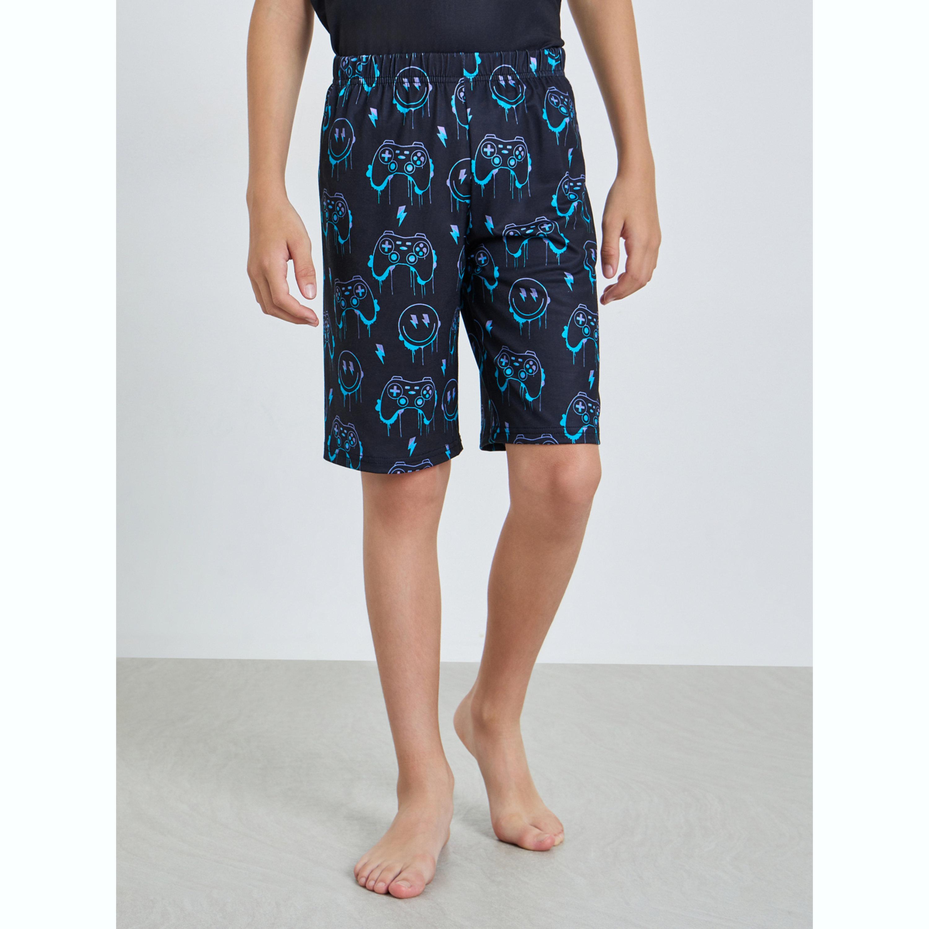 مجموعة للأولاد المراهقين من شورت وتيشيرت مطبوع-boys-clothing-nightwear-image-4