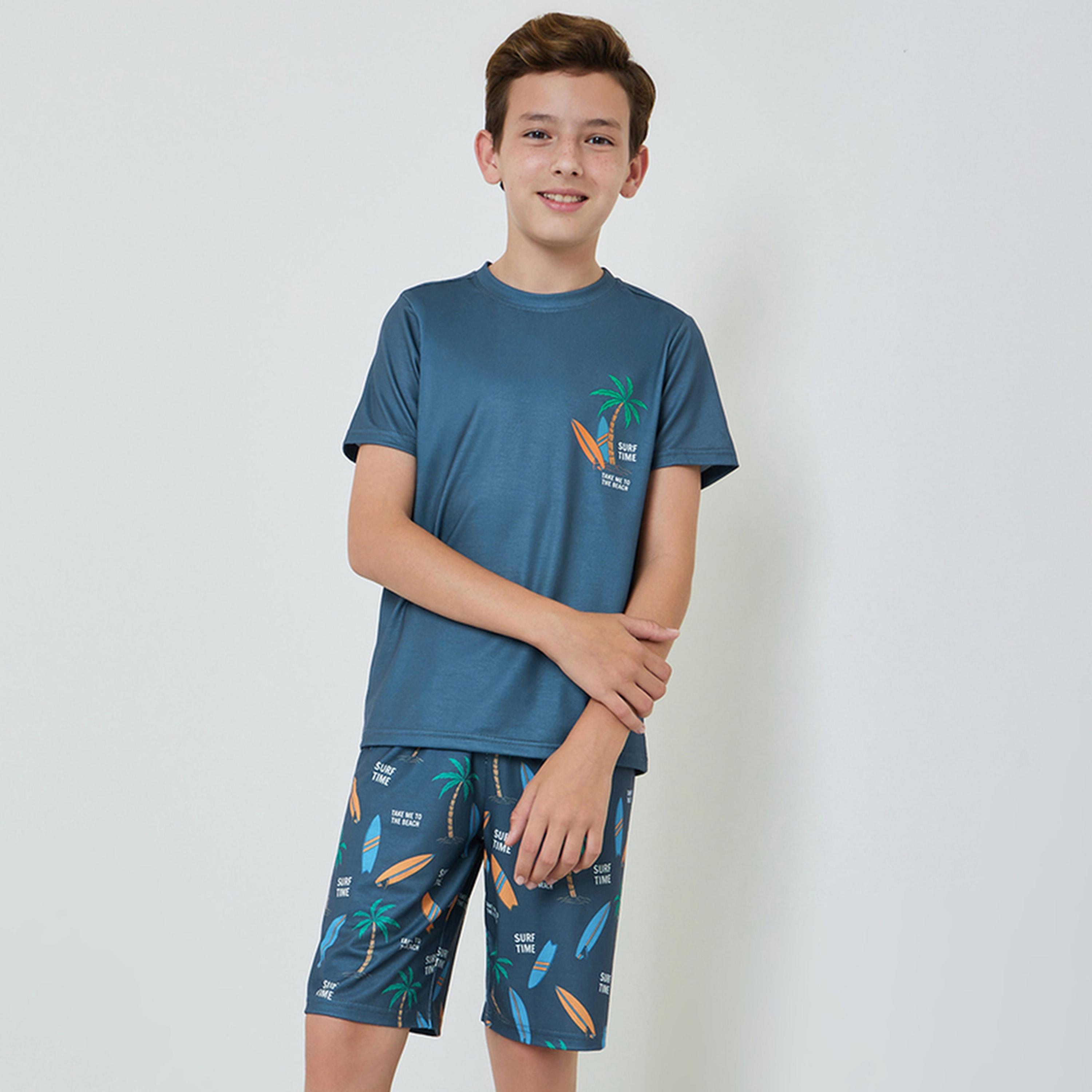 Styli Boys Printed T-Shirt and Shorts Set-boys-clothing-nightwear-image-1