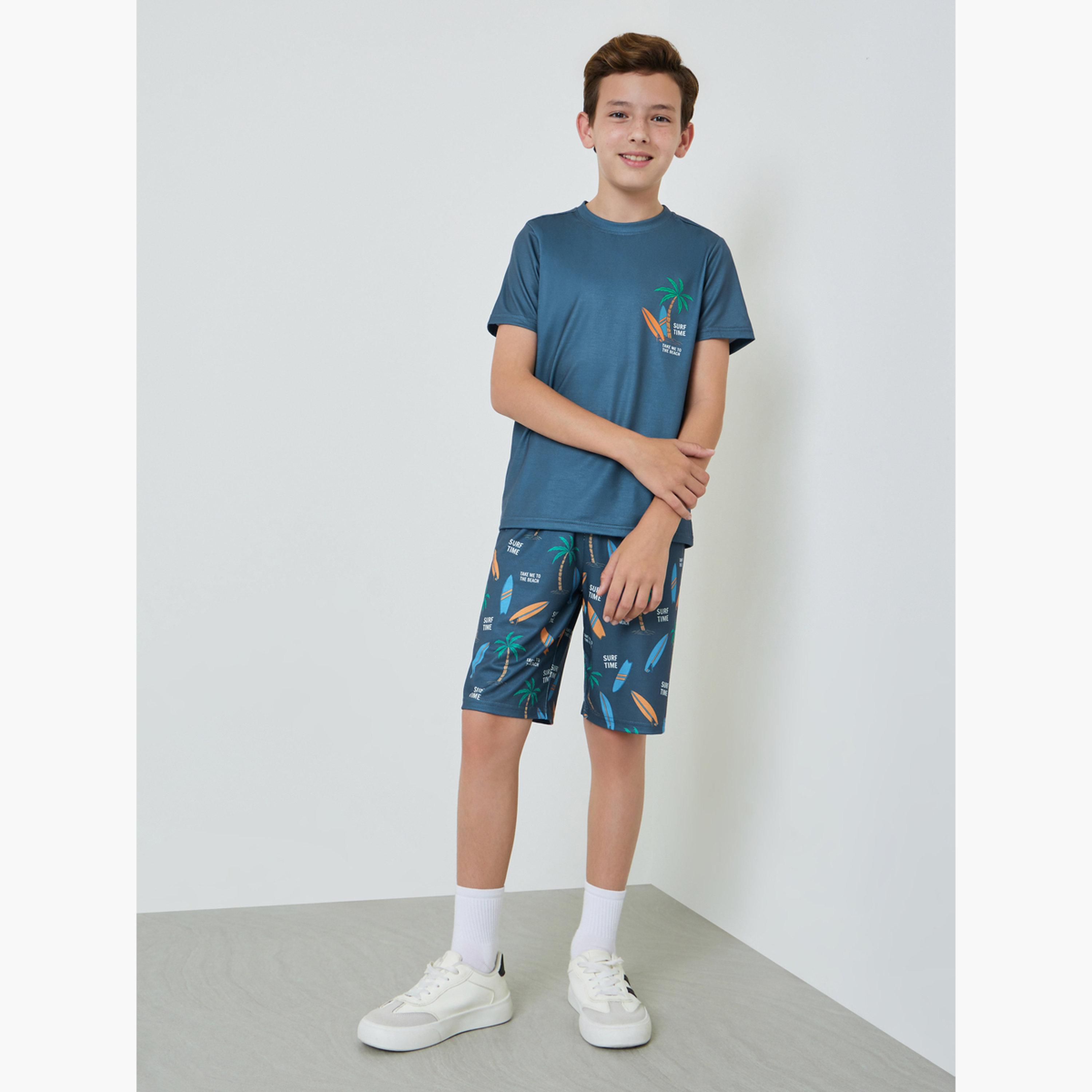 Styli Boys Printed T-Shirt and Shorts Set-boys-clothing-nightwear-image-2