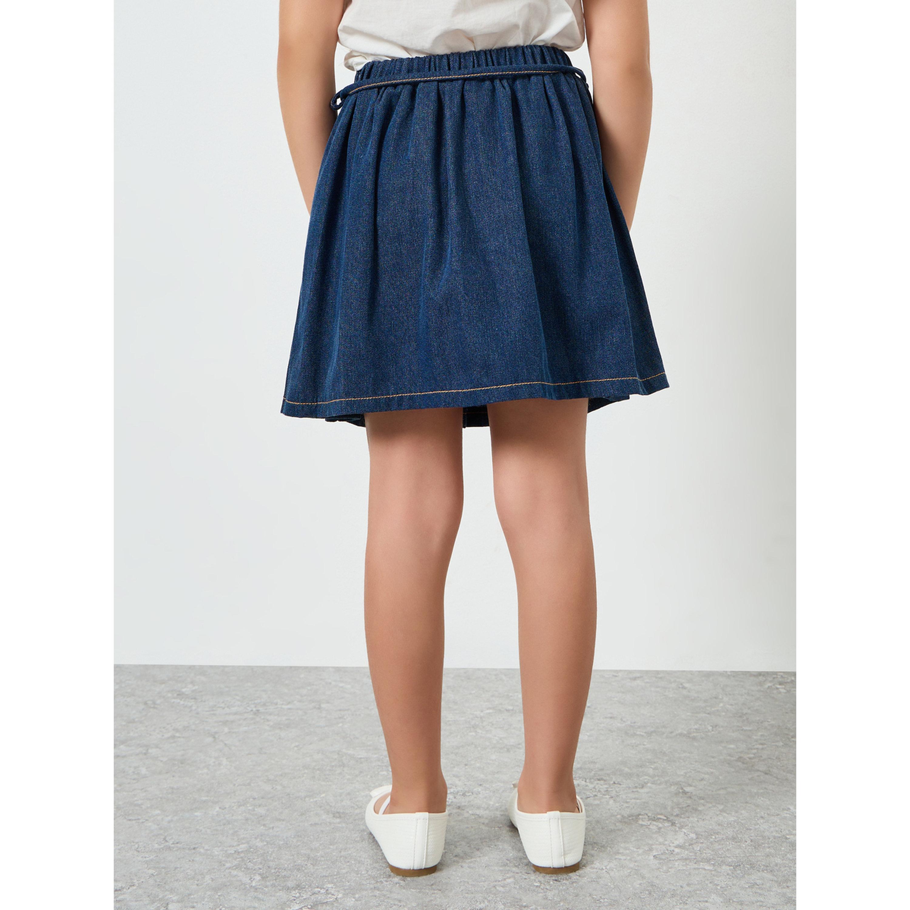 Styli Girls Medium Blue Pleated Skirt-girls-clothing-bottoms-skirts-image-4