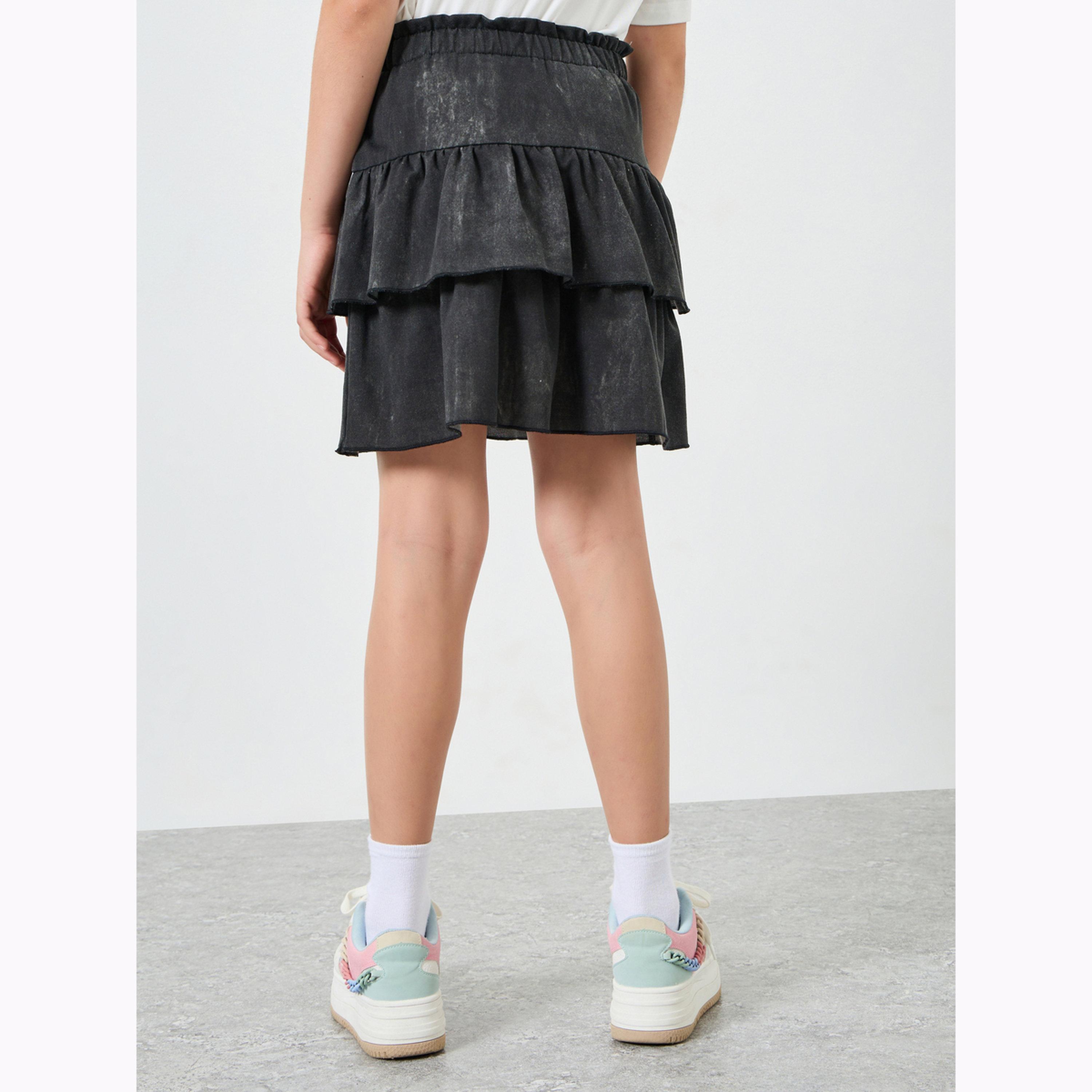 تنورة قصيرة قطن للبنات بتصميم طبقات-girls-clothing-schoolwear-bottoms-skirt-image-4