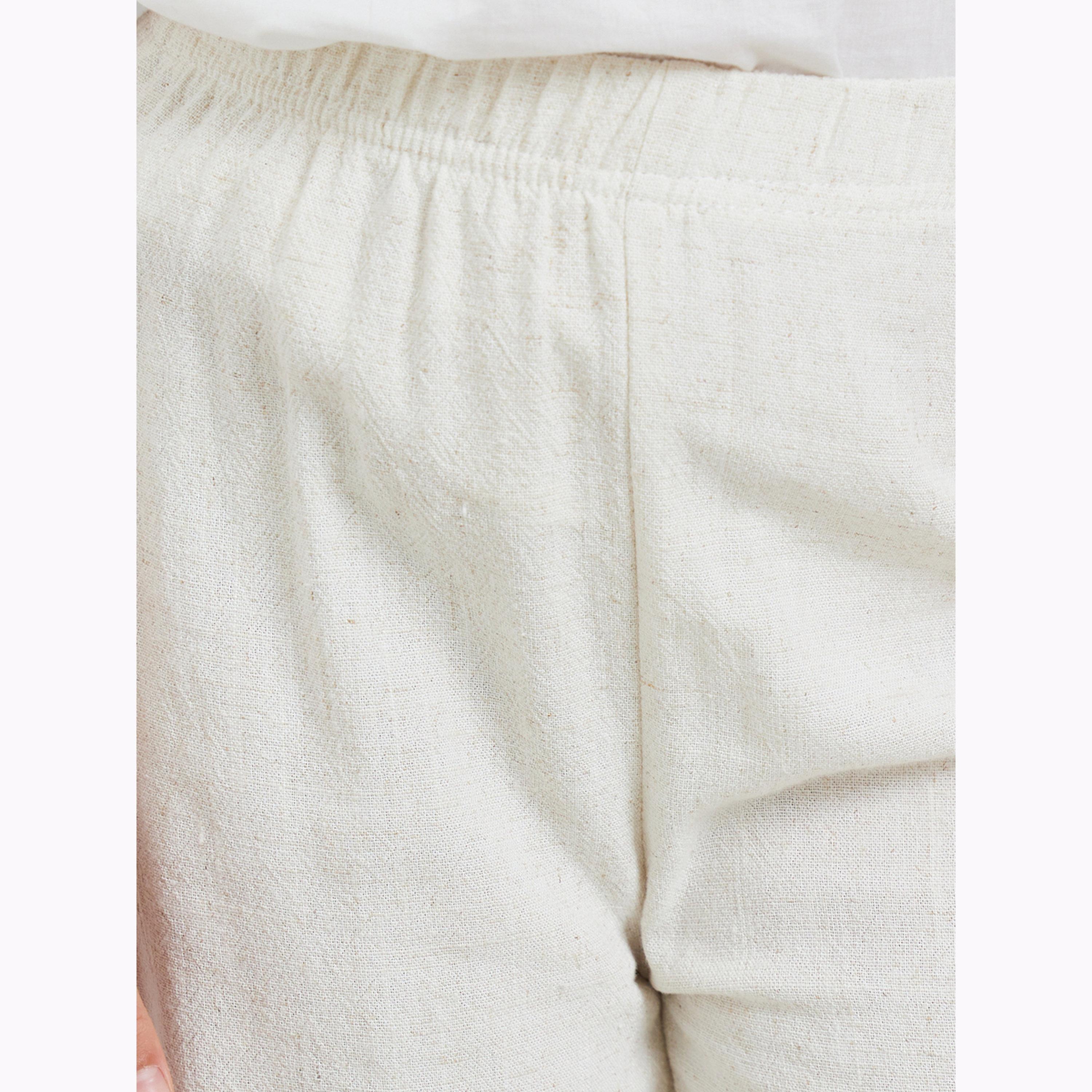 بنطال كتان للبنات بأرجل واسعة لون بيج-girls-clothing-bottoms-trousers-image-3