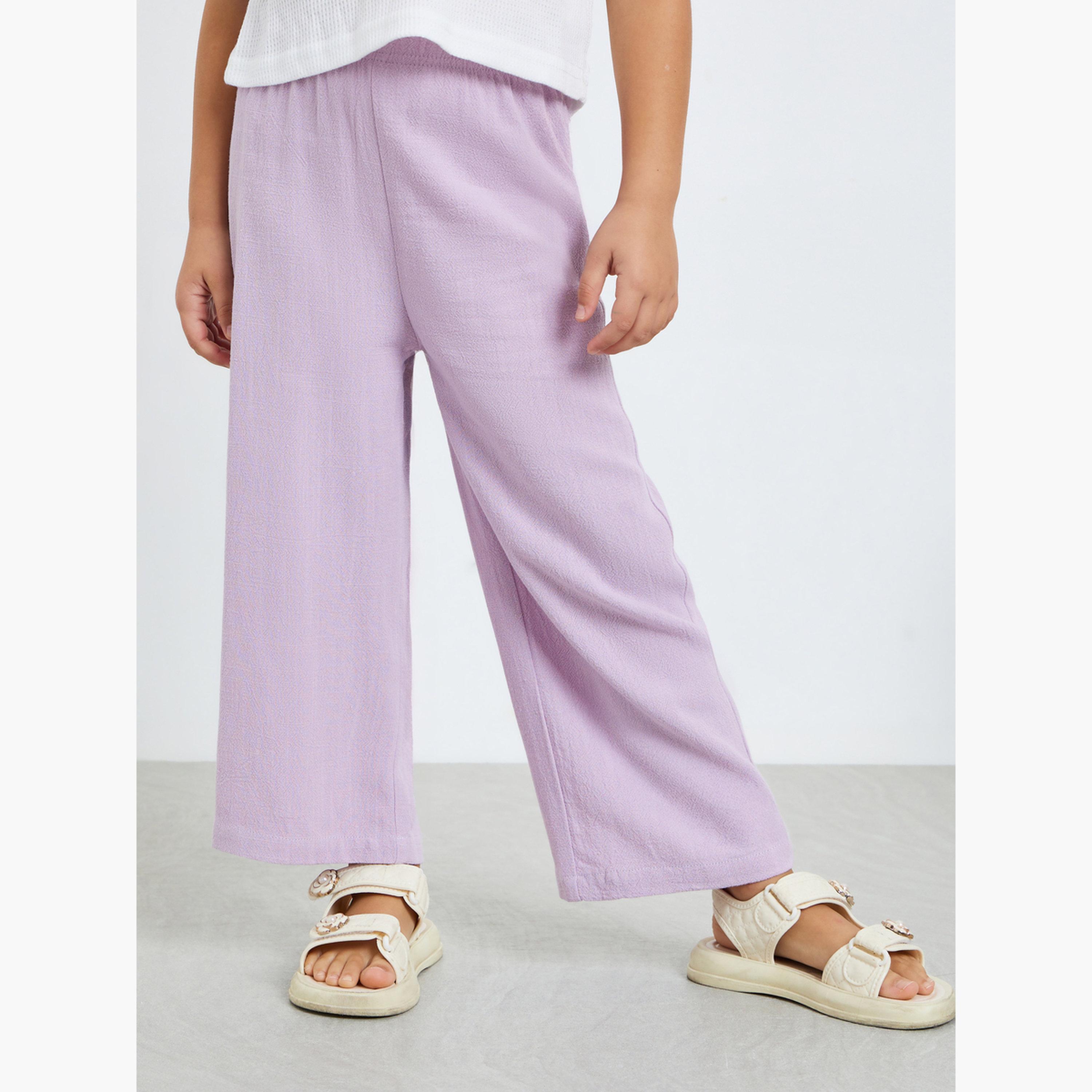 بنطال للبنات بأرجل واسعة لون ليلكي-girls-clothing-bottoms-trousers-image-1