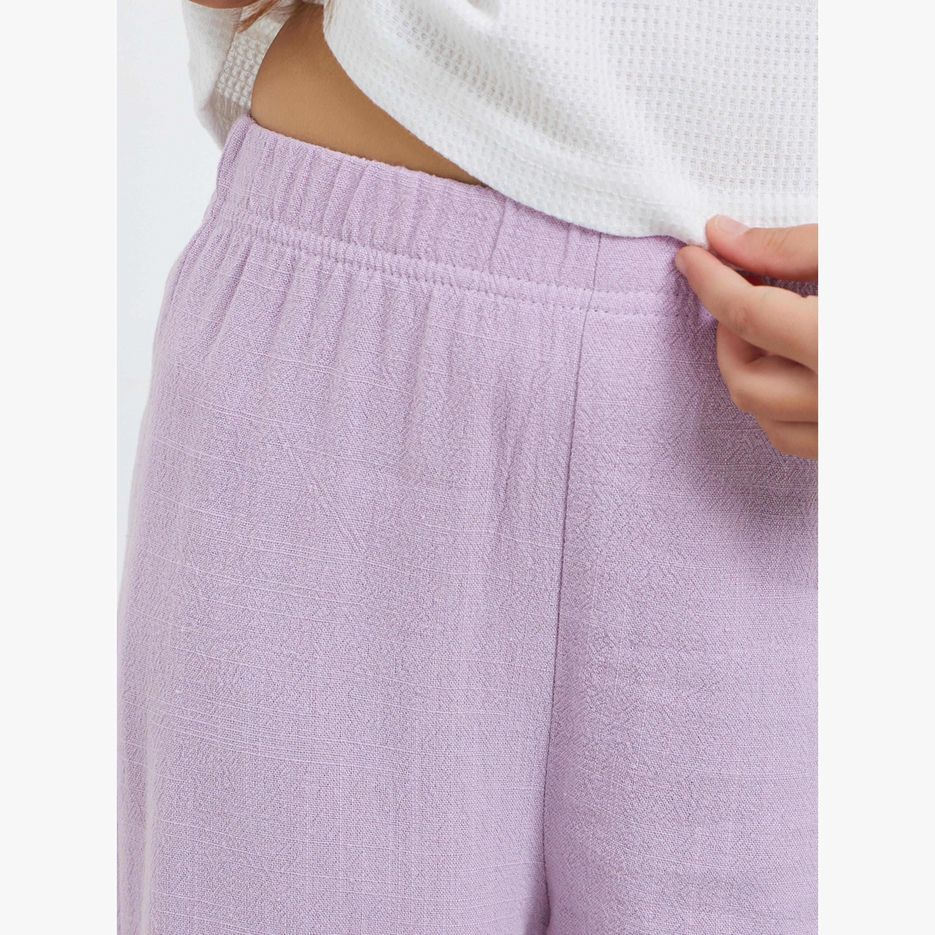 بنطال للبنات بأرجل واسعة لون ليلكي-girls-clothing-bottoms-trousers-image-3