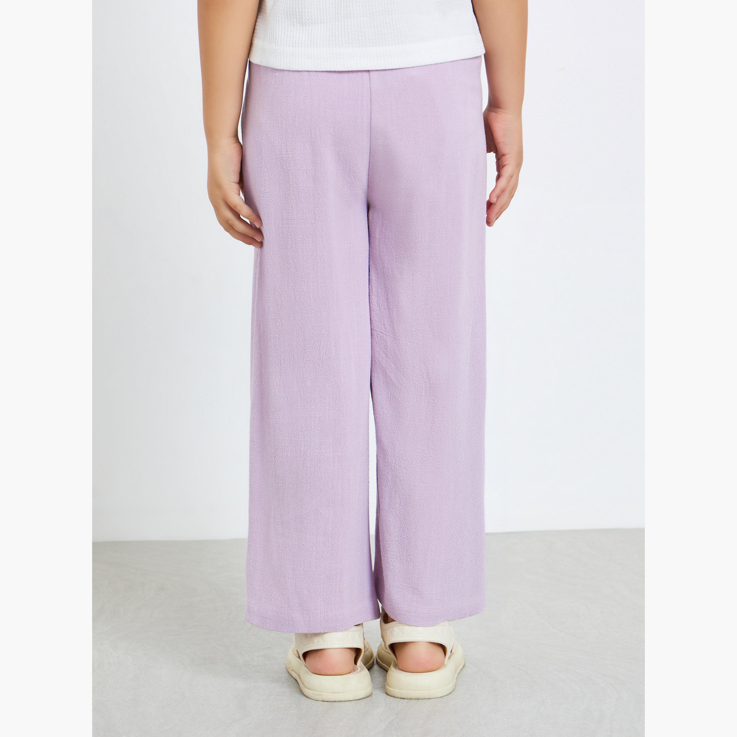بنطال للبنات بأرجل واسعة لون ليلكي-girls-clothing-bottoms-trousers-image-4