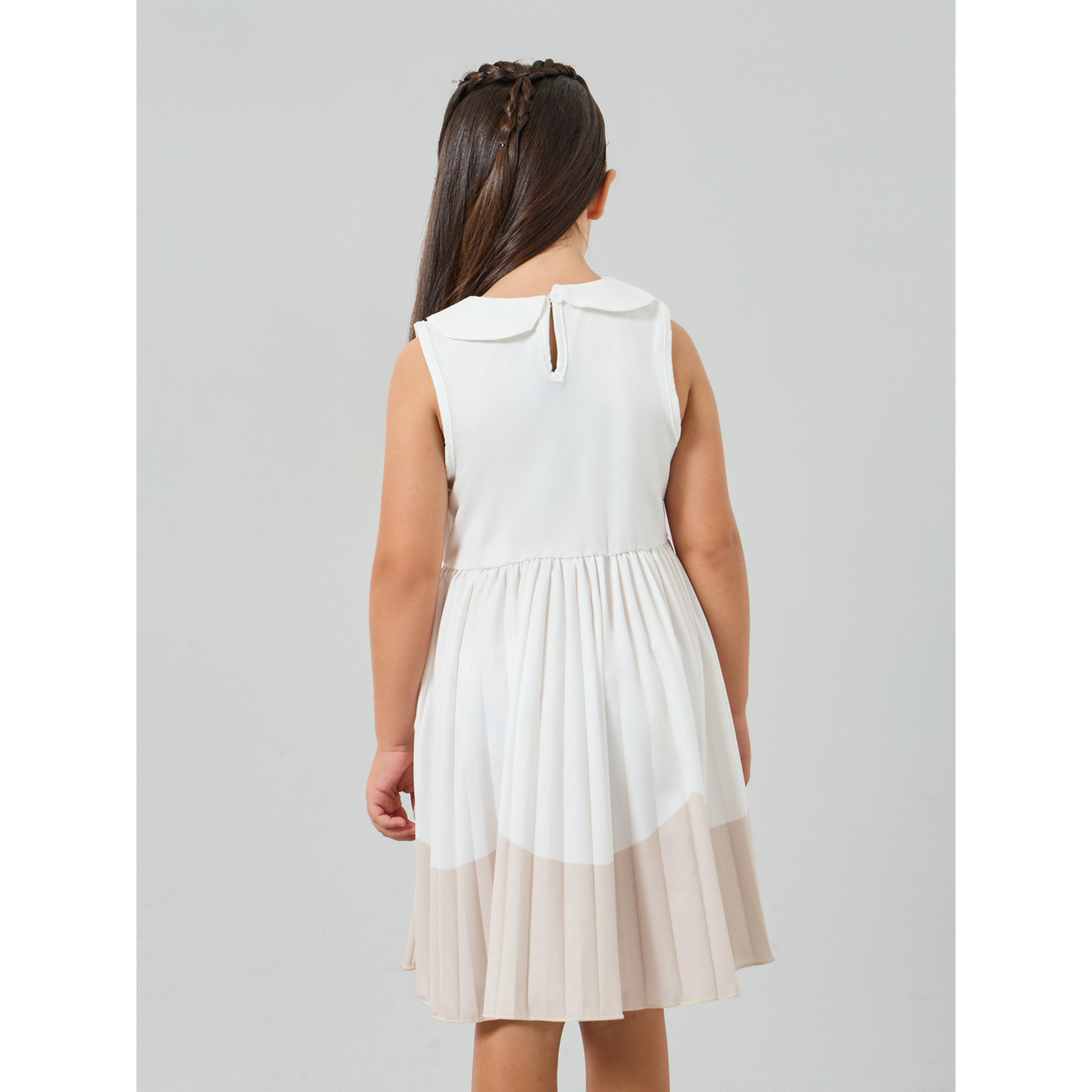 Styli Girls White Contrast Hem Sleeveless Dress-girls-clothing-dressesandjumpsuits-image-3
