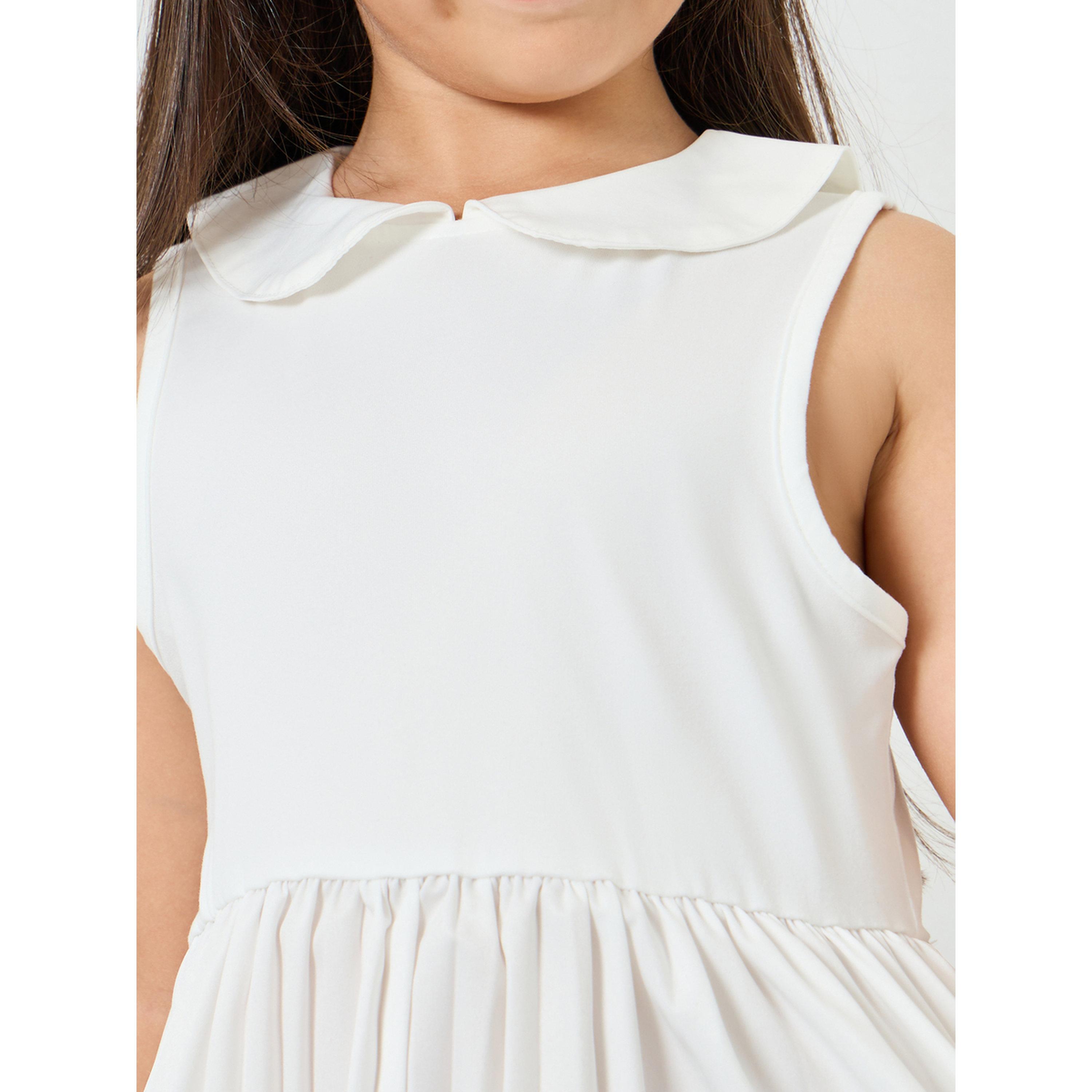 Styli Girls White Contrast Hem Sleeveless Dress-girls-clothing-dressesandjumpsuits-image-4