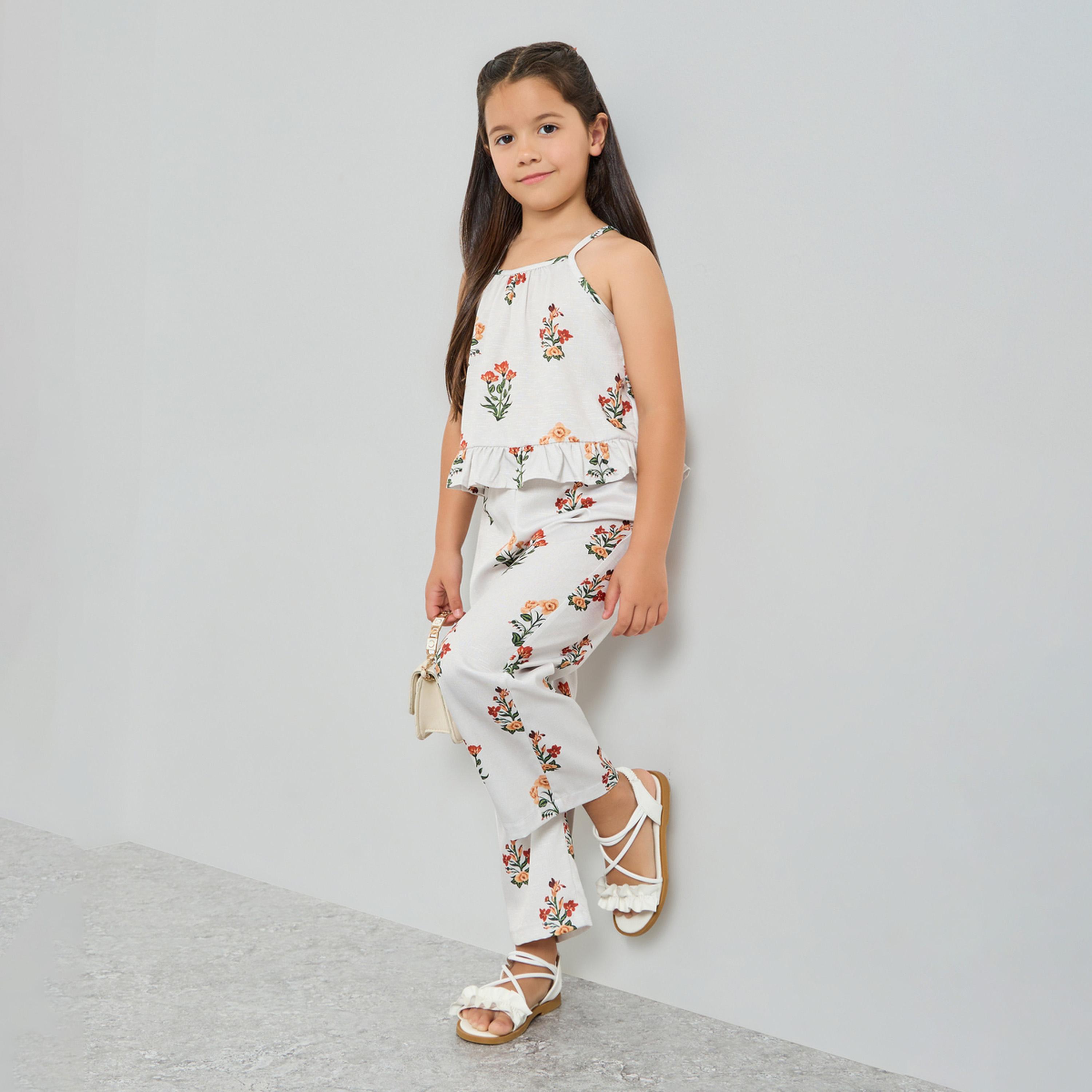 مجموعة للبنات من بنطال وبلوزة بطبعات زهور-girls-clothing-setsandcoords-image-1