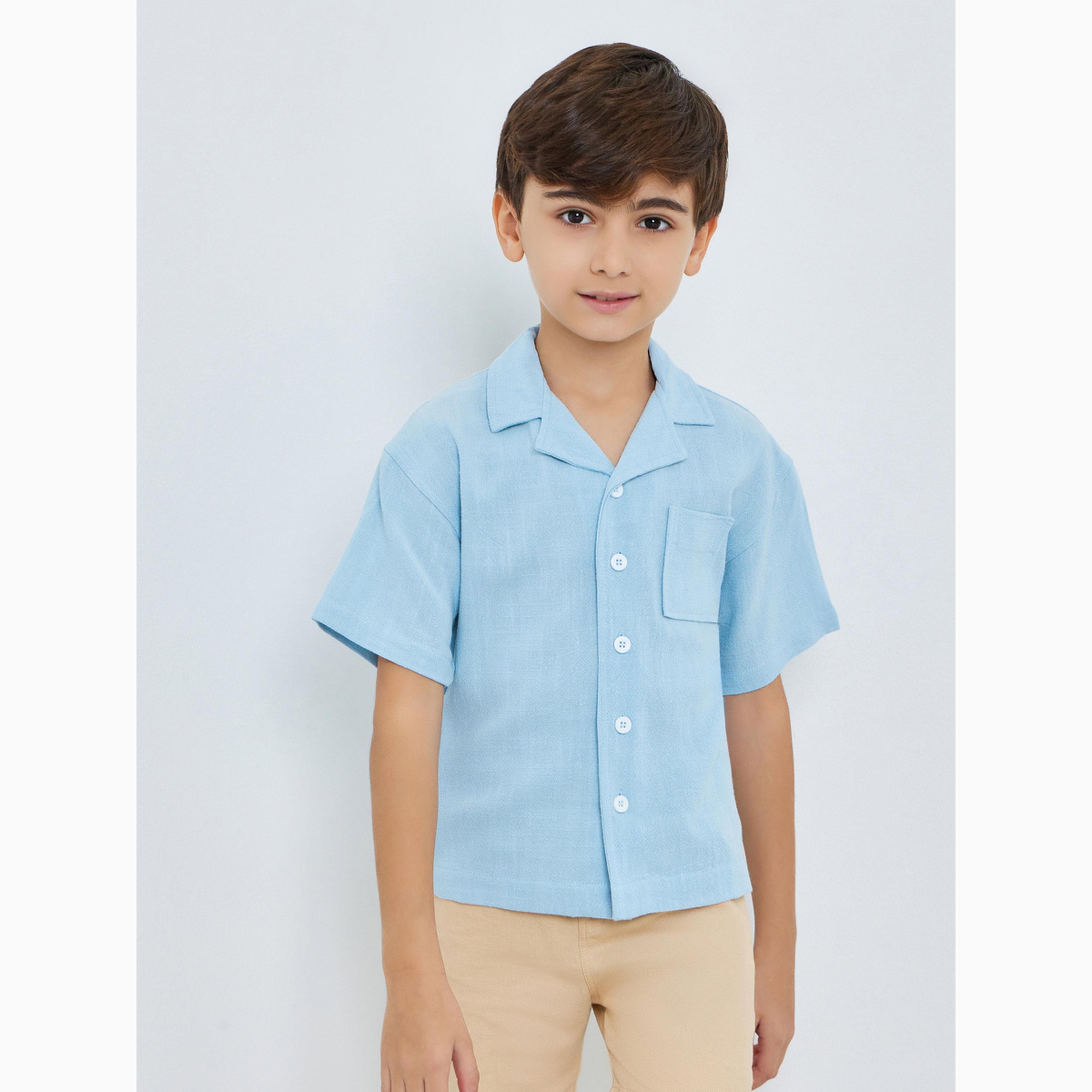 قميص بأكمام قصيرة وياقة للأطفال-boys-clothing-shirts-image-1