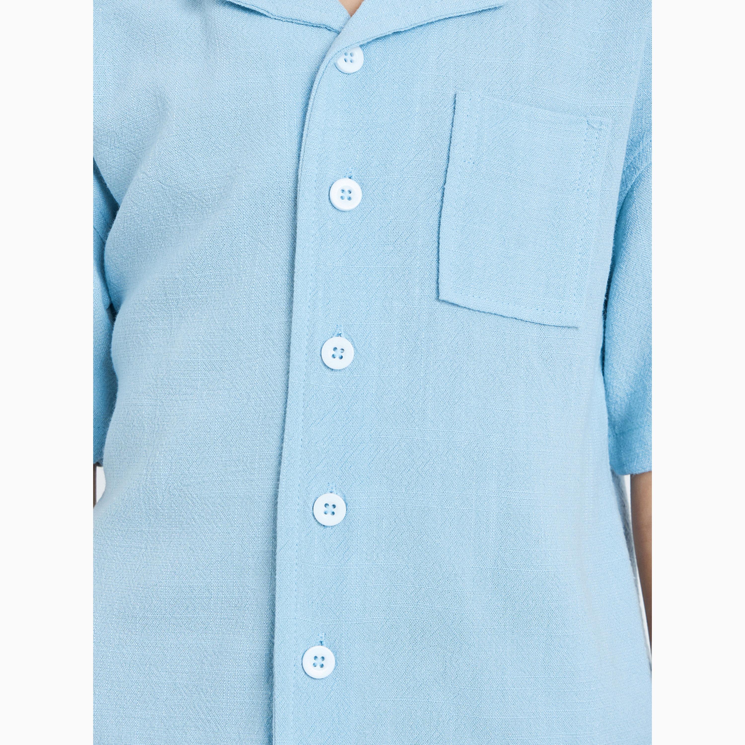 Styli Kids Light Blue Short Sleeve Collared Shirt-boys-clothing-shirts-image-4