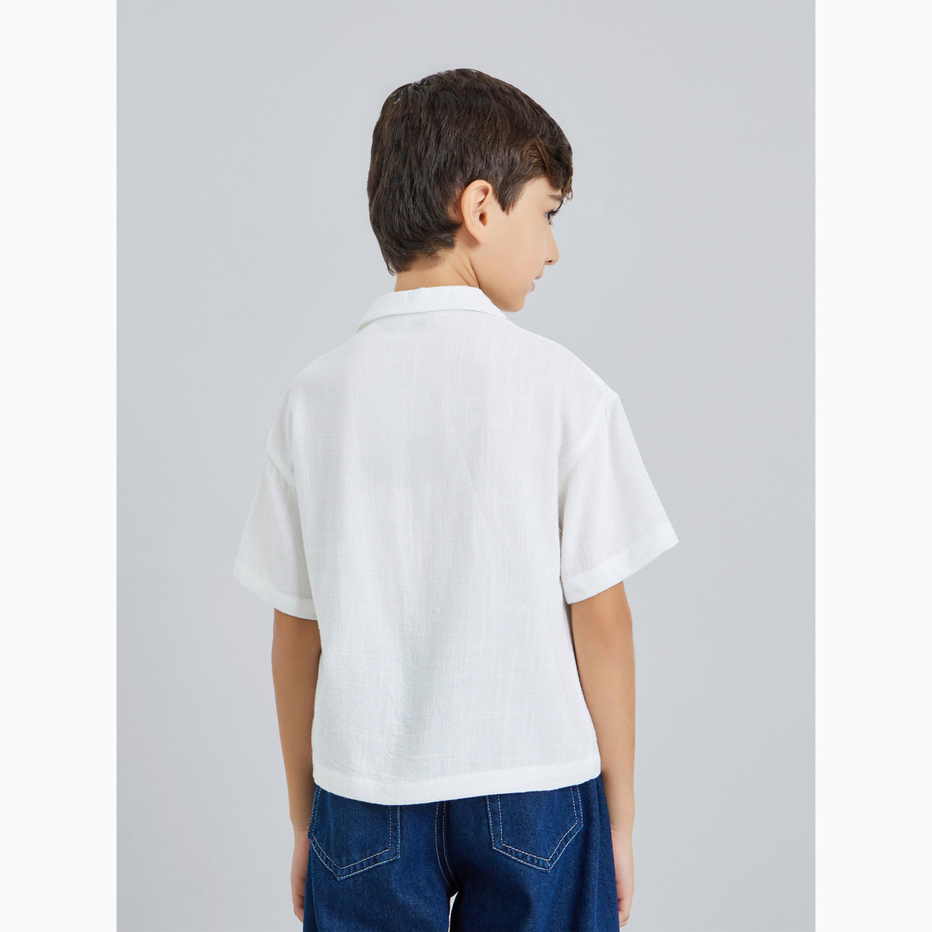 Styli Kids White Short Sleeve Shirt-boys-clothing-shirts-image-4