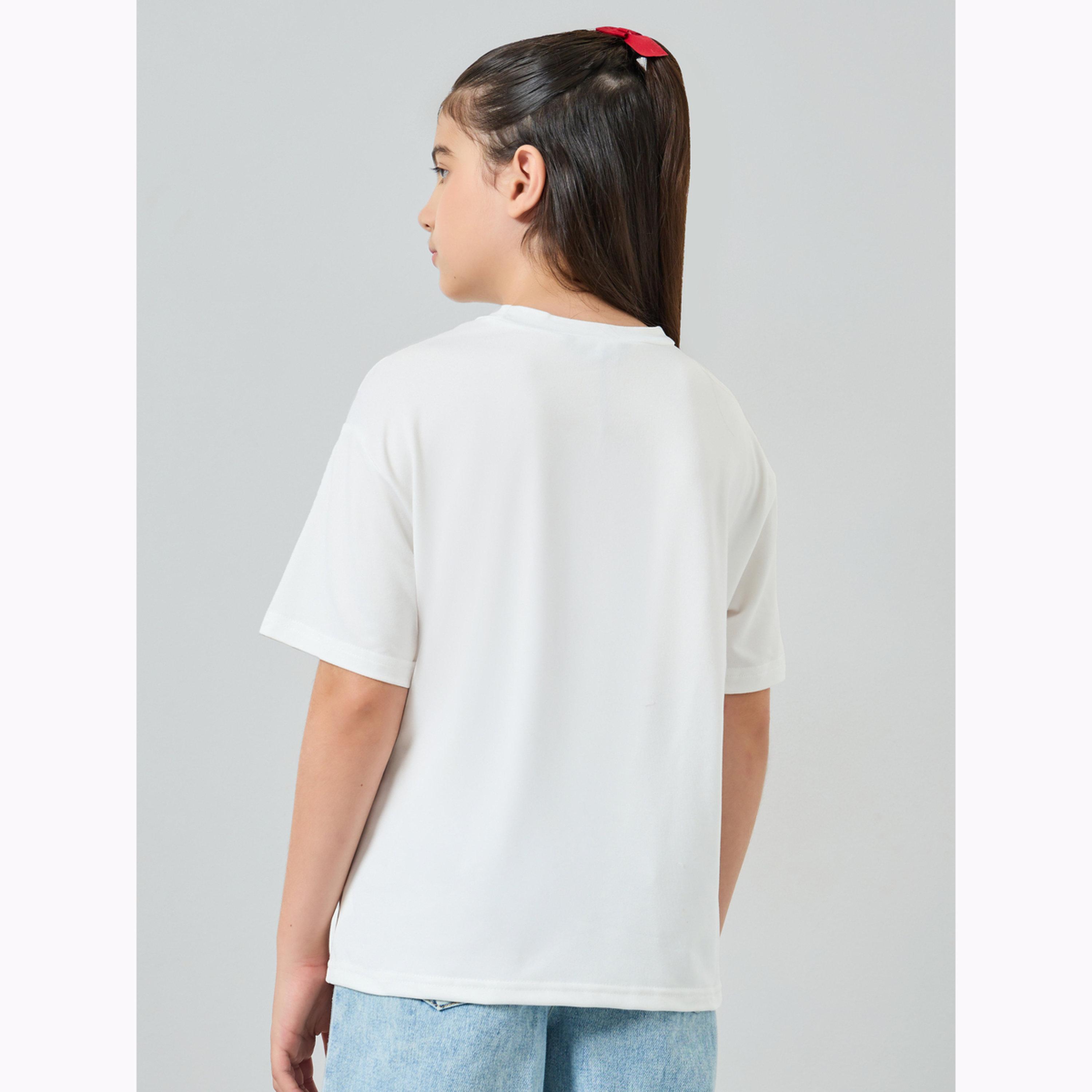 Styli Girls Off-White Graphic Print T-Shirt-girls-clothing-tshirts-image-3