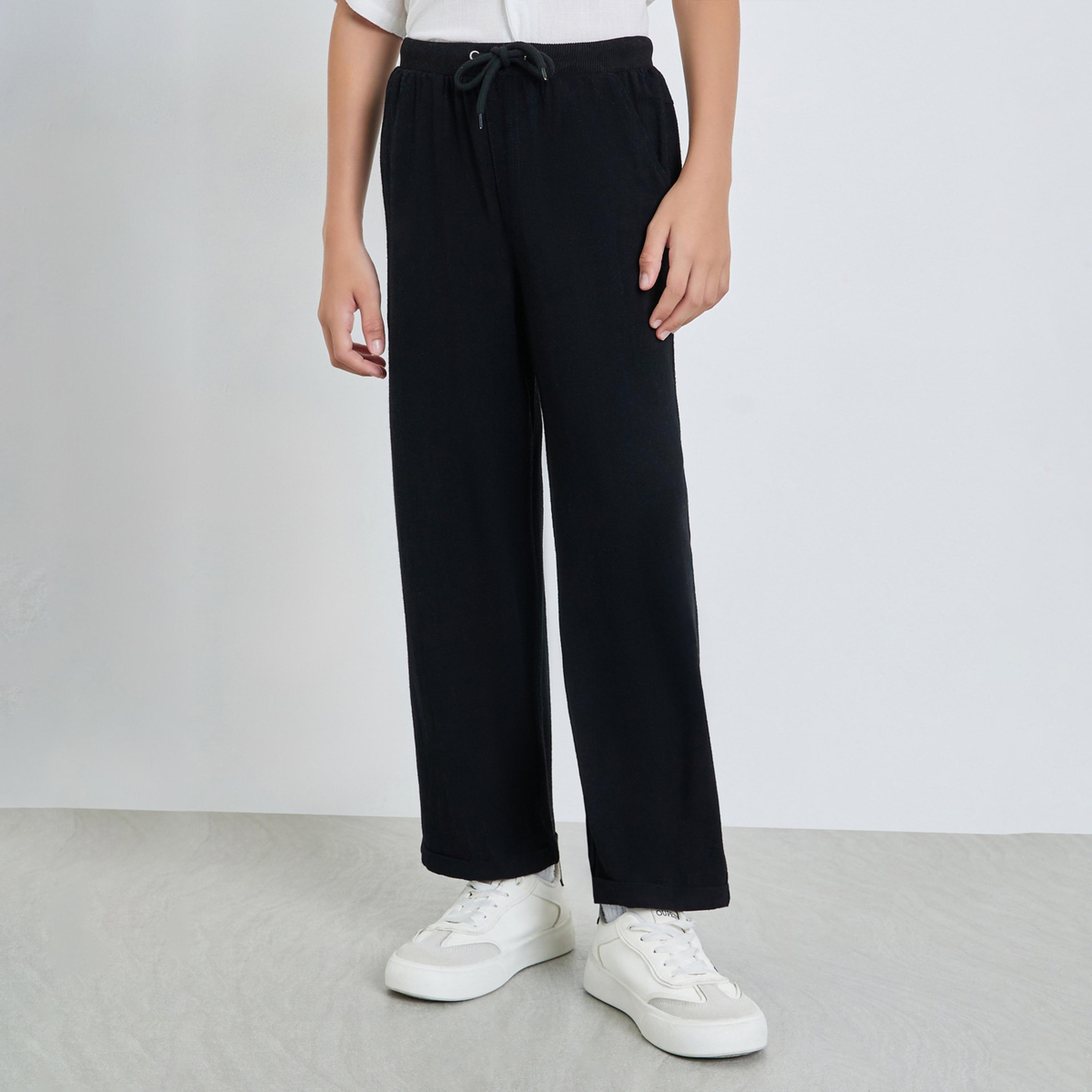 بنطال بلون سادة وحافة مطوية للأولاد المراهقين-boys-clothing-bottoms-joggersandtrackpants-image-1