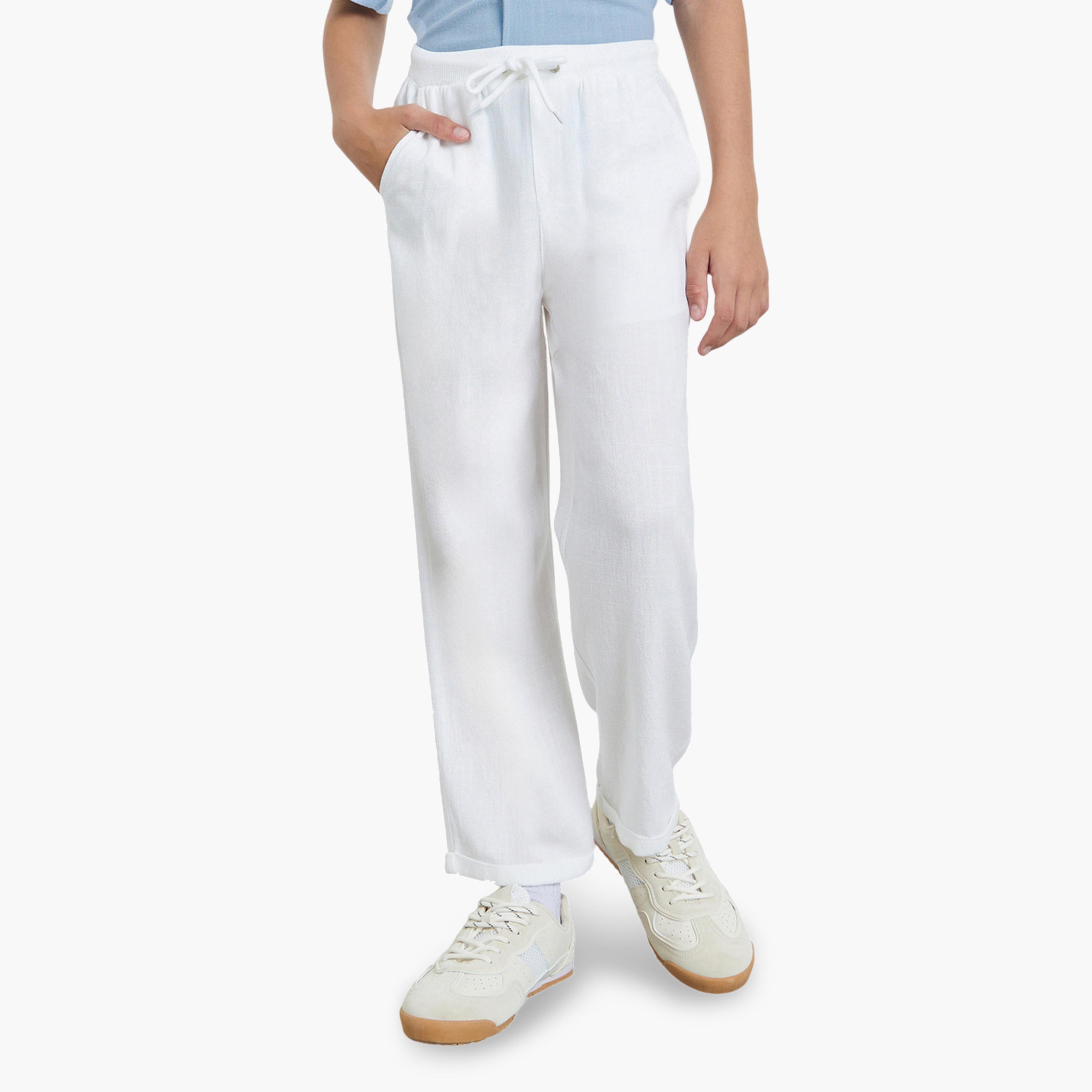 Styli Teen Boys Solid Pants with Turn-Up Hem-boys-clothing-bottoms-joggersandtrackpants-image-1