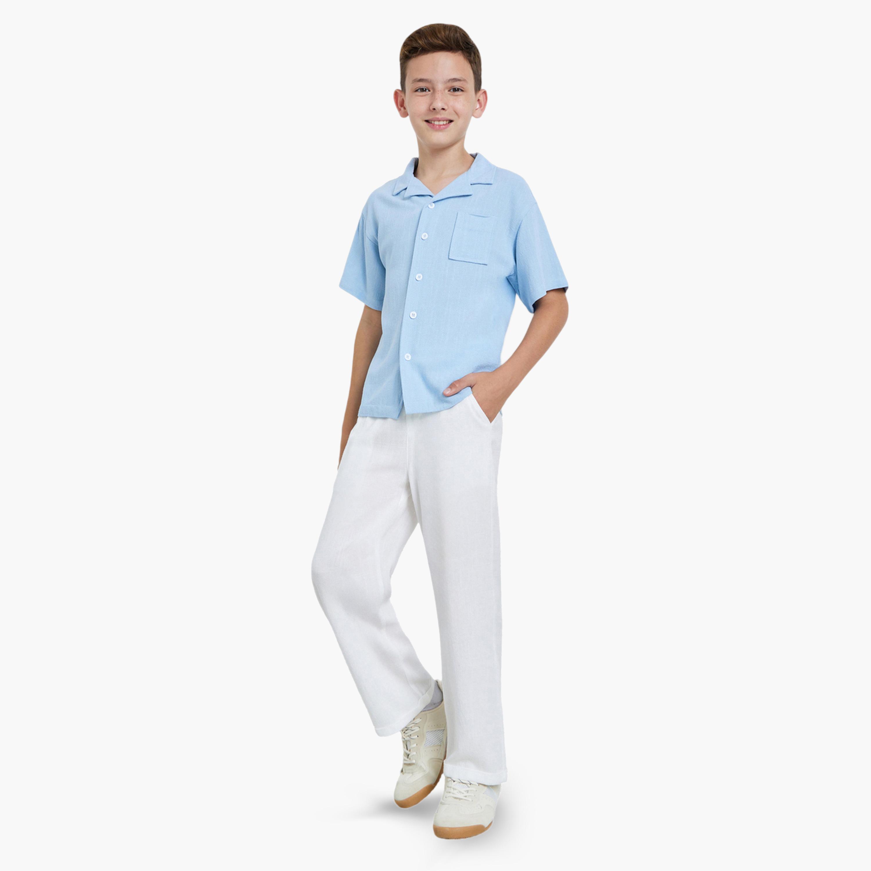 Styli Teen Boys Solid Pants with Turn-Up Hem-boys-clothing-bottoms-joggersandtrackpants-image-2
