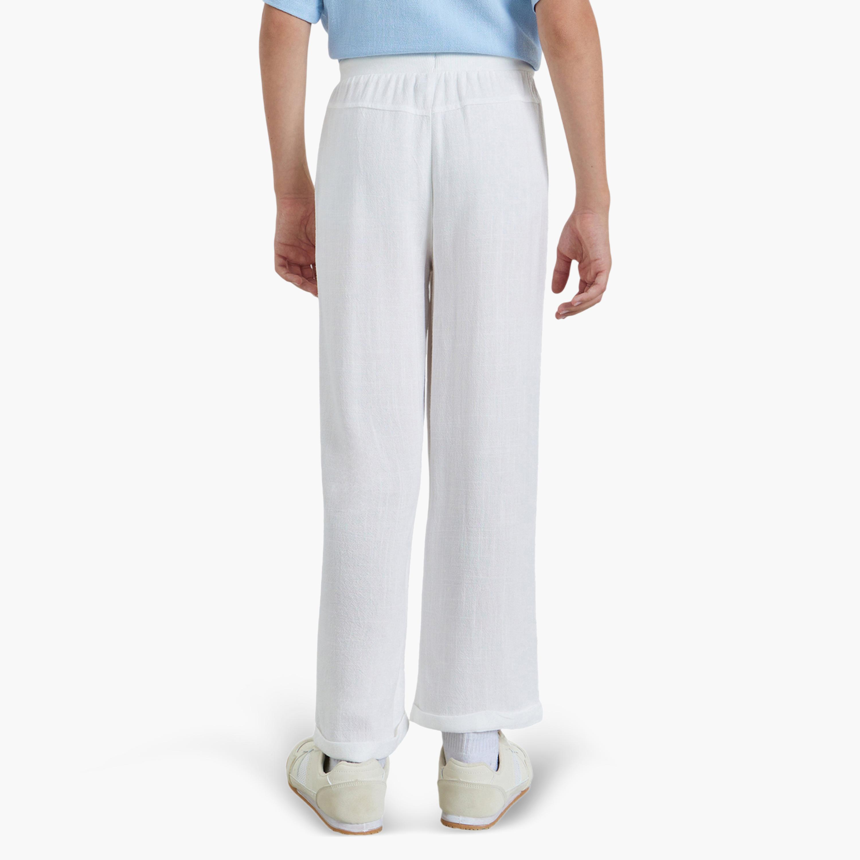 Styli Teen Boys Solid Pants with Turn-Up Hem-boys-clothing-bottoms-joggersandtrackpants-image-4