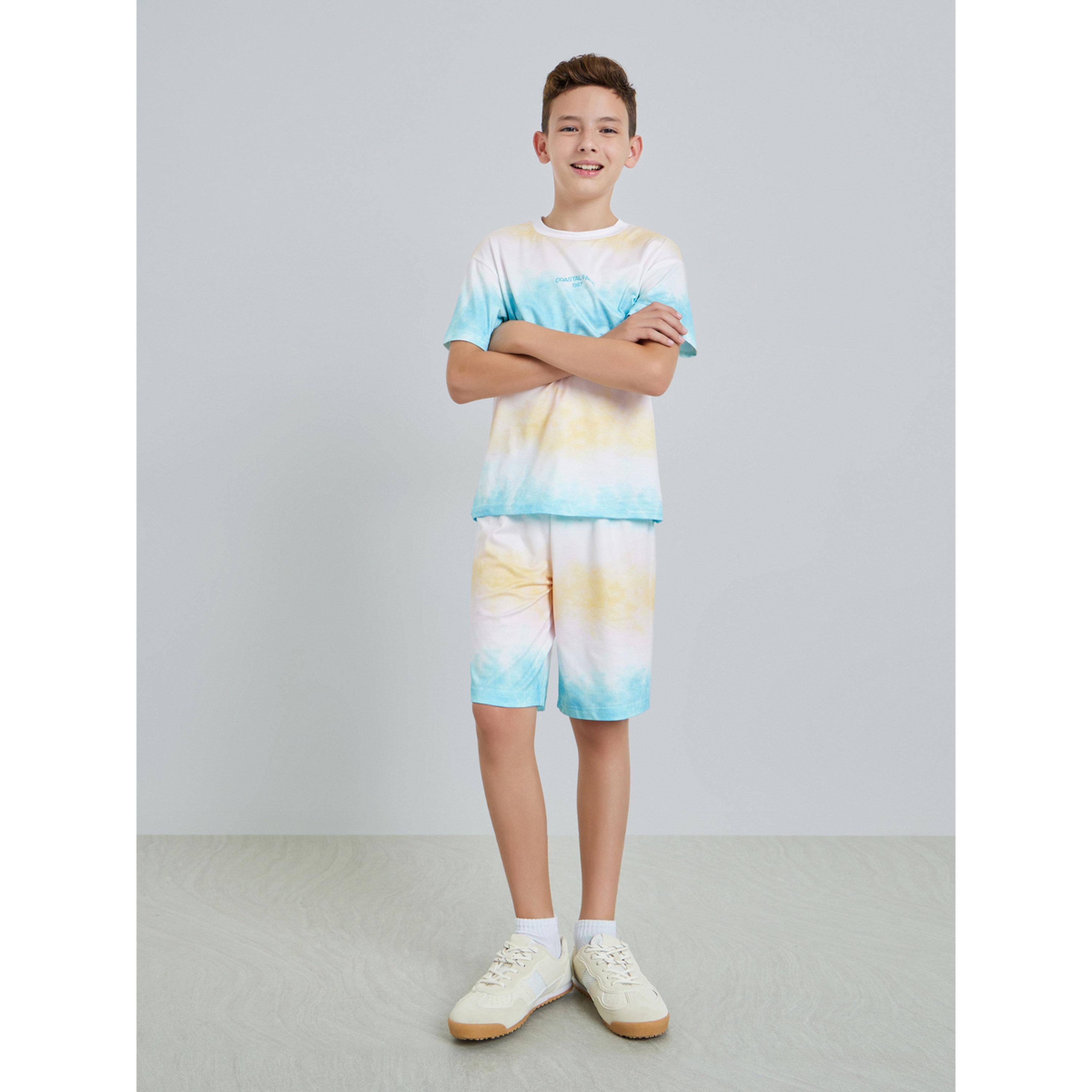 مجموعة من شورت وتيشيرت بطبعة صبغ الربط للأولاد-boys-clothing-setsandcoords-image-2