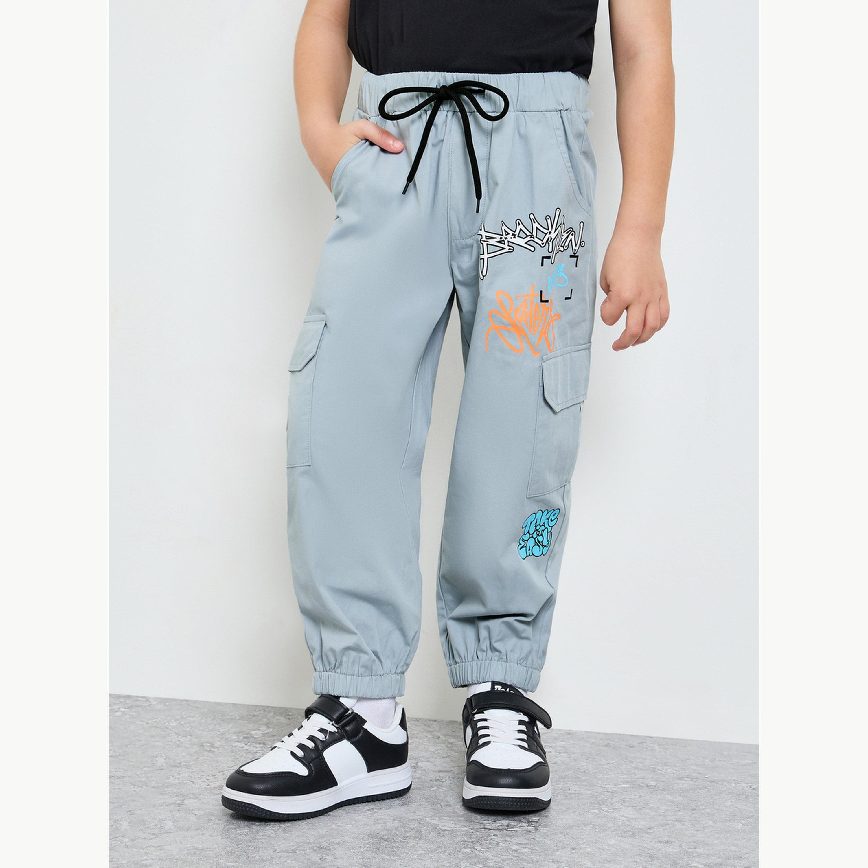 Styli Boys Graffiti Print Cargo Joggers-boys-clothing-bottoms-joggersandtrackpants-image-1