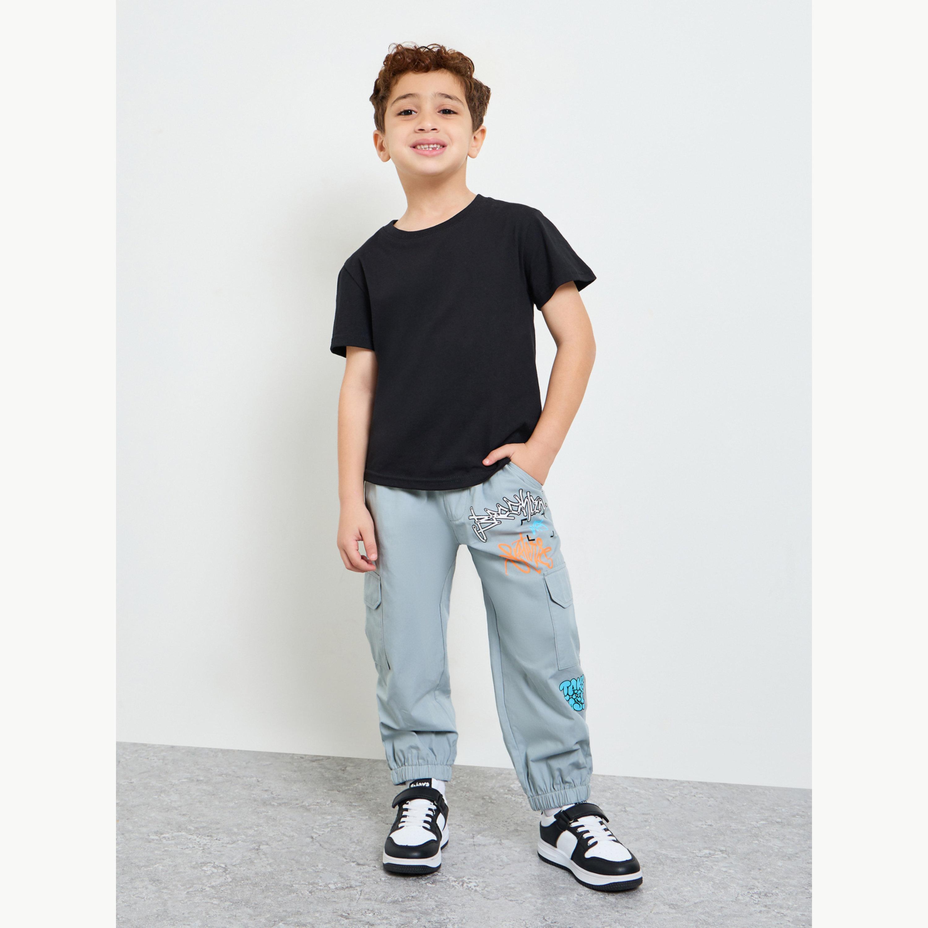 Styli Boys Graffiti Print Cargo Joggers-boys-clothing-bottoms-joggersandtrackpants-image-2
