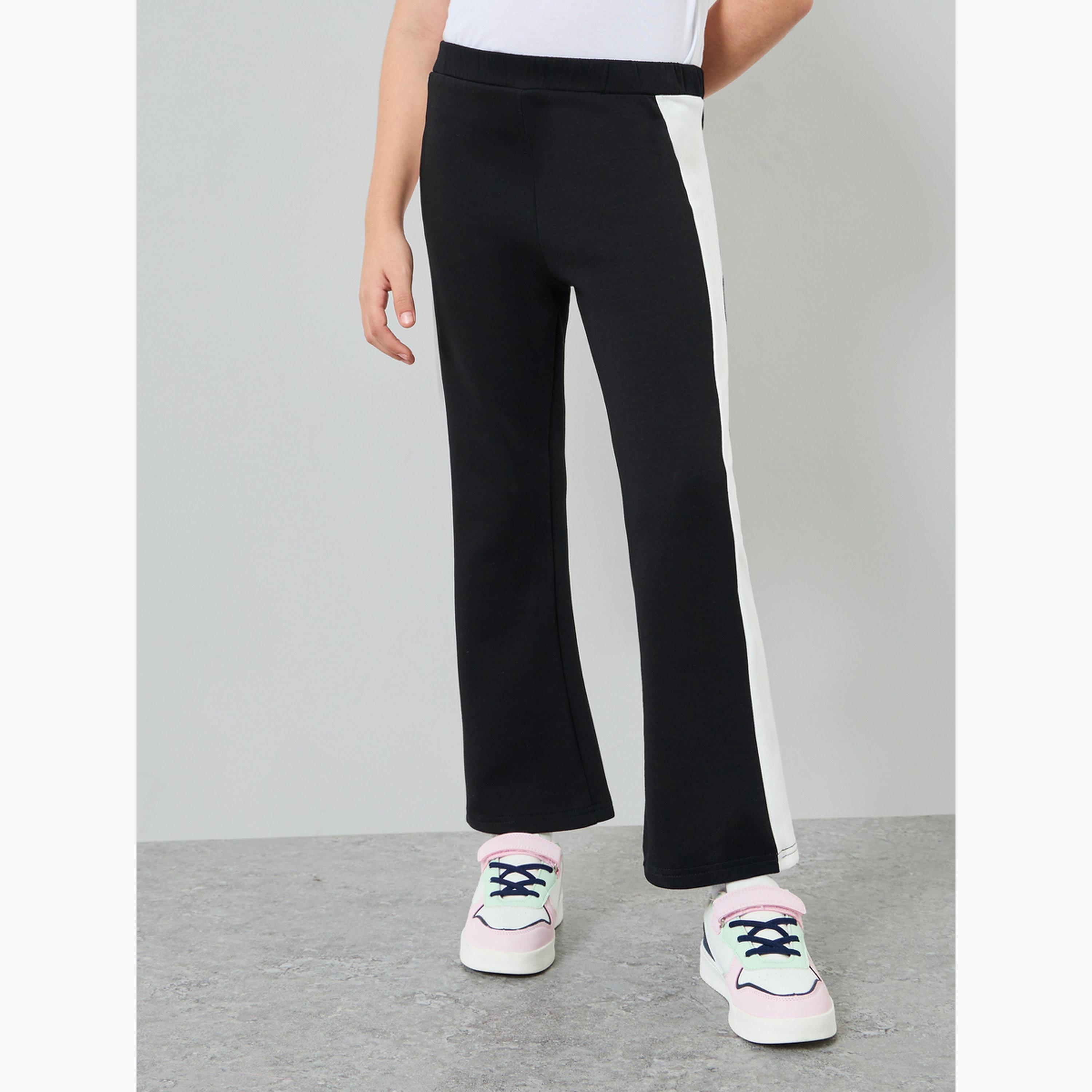 Styli Girls Black Leggings with Side Stripe-girls-clothing-bottoms-leggings-image-1