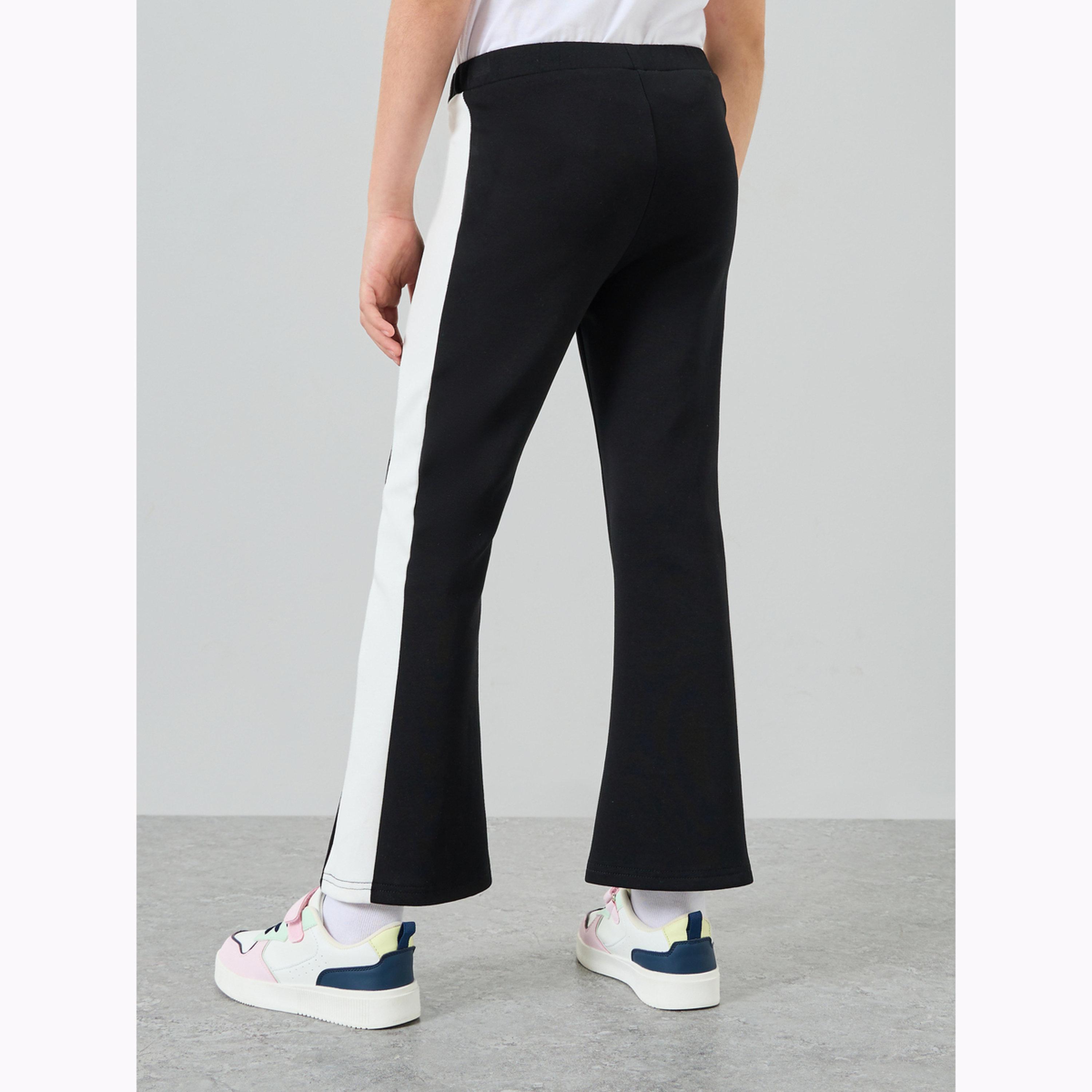 Styli Girls Black Leggings with Side Stripe-girls-clothing-bottoms-leggings-image-4