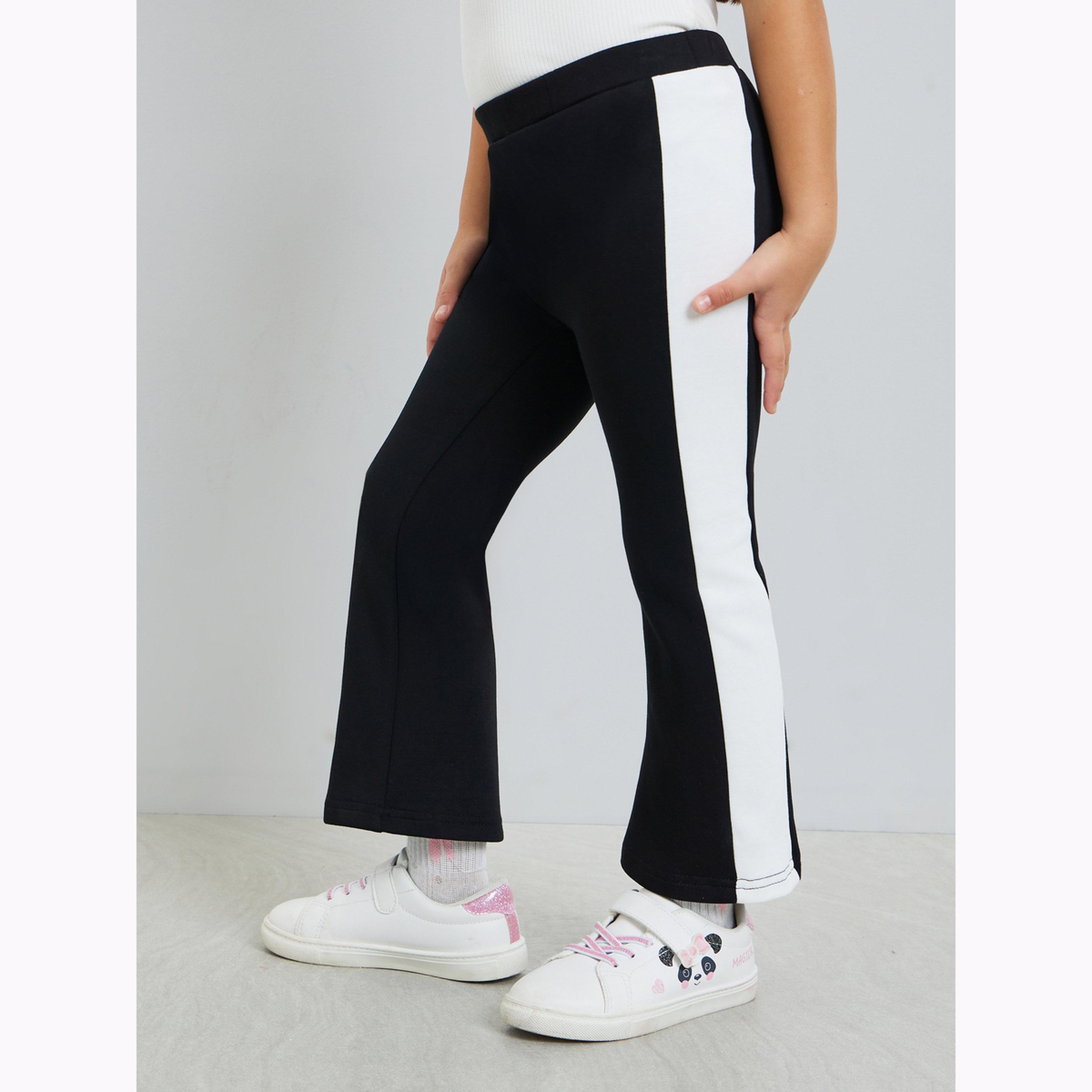 Styli Girls Black Leggings with Side Stripe-girls-clothing-bottoms-leggings-image-1
