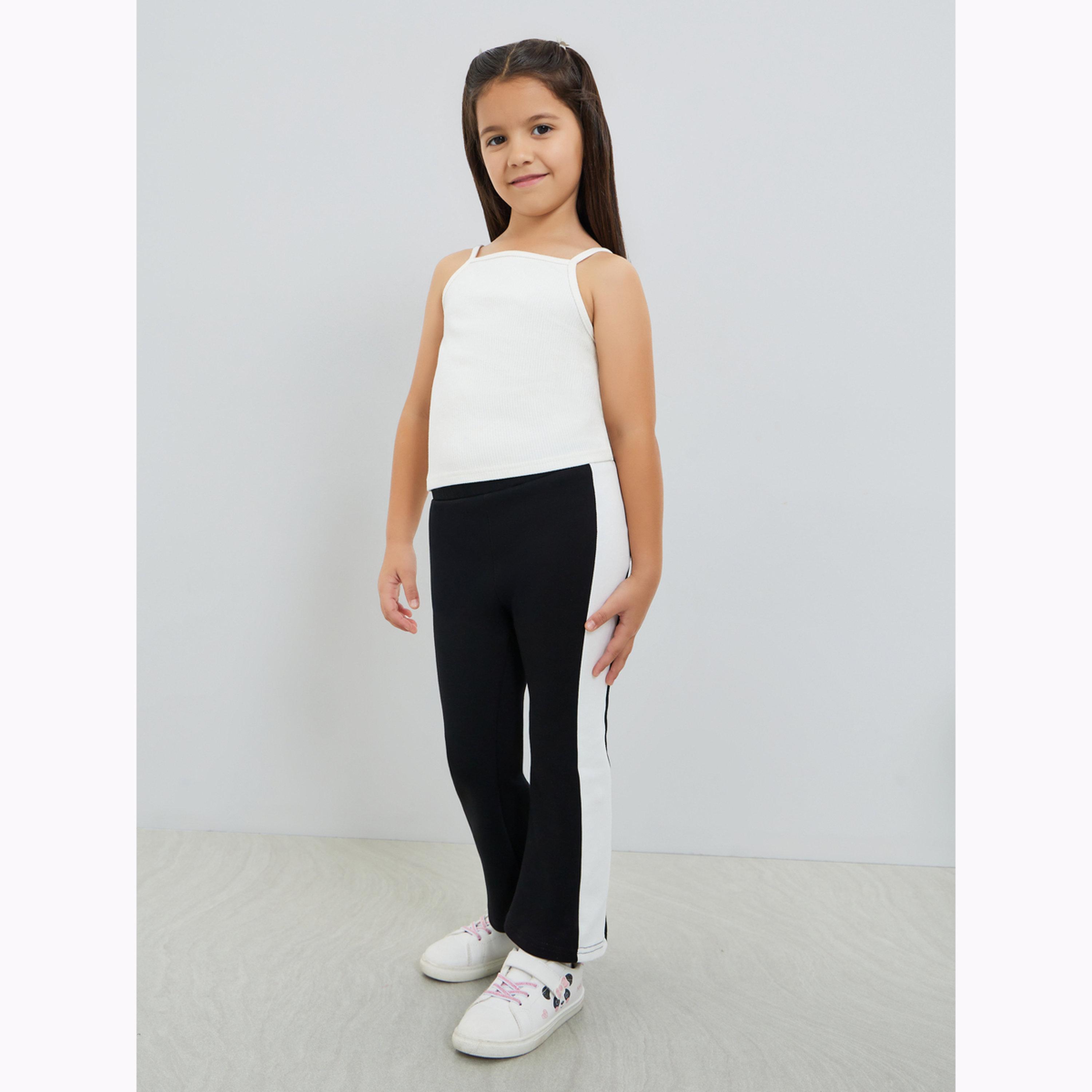 Styli Girls Black Leggings with Side Stripe-girls-clothing-bottoms-leggings-image-2