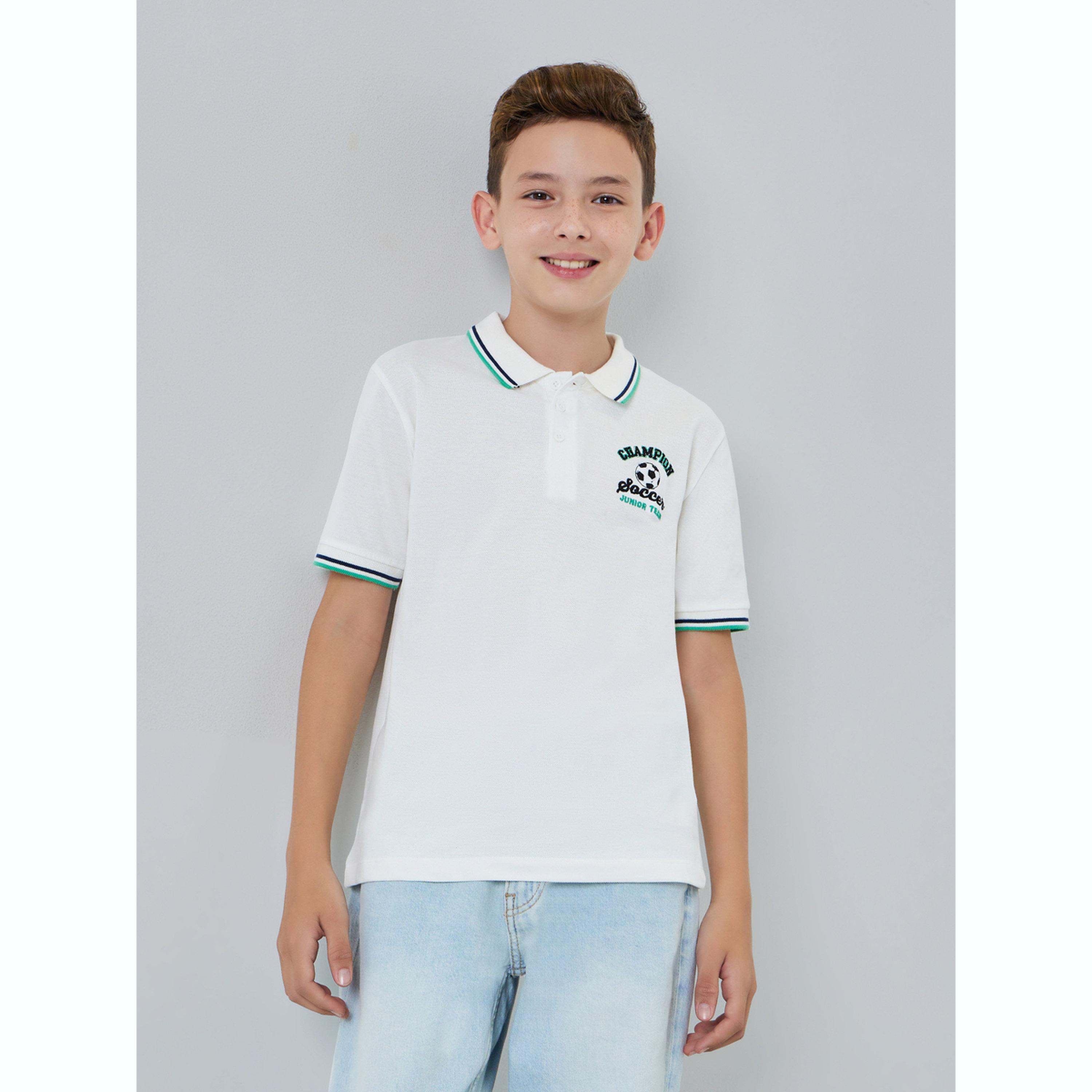 تيشيرت بياقة بولو وتفاصيل مُطرّزة مع أكمام قصيرة-boys-clothing-tshirtsandpolos-image-1