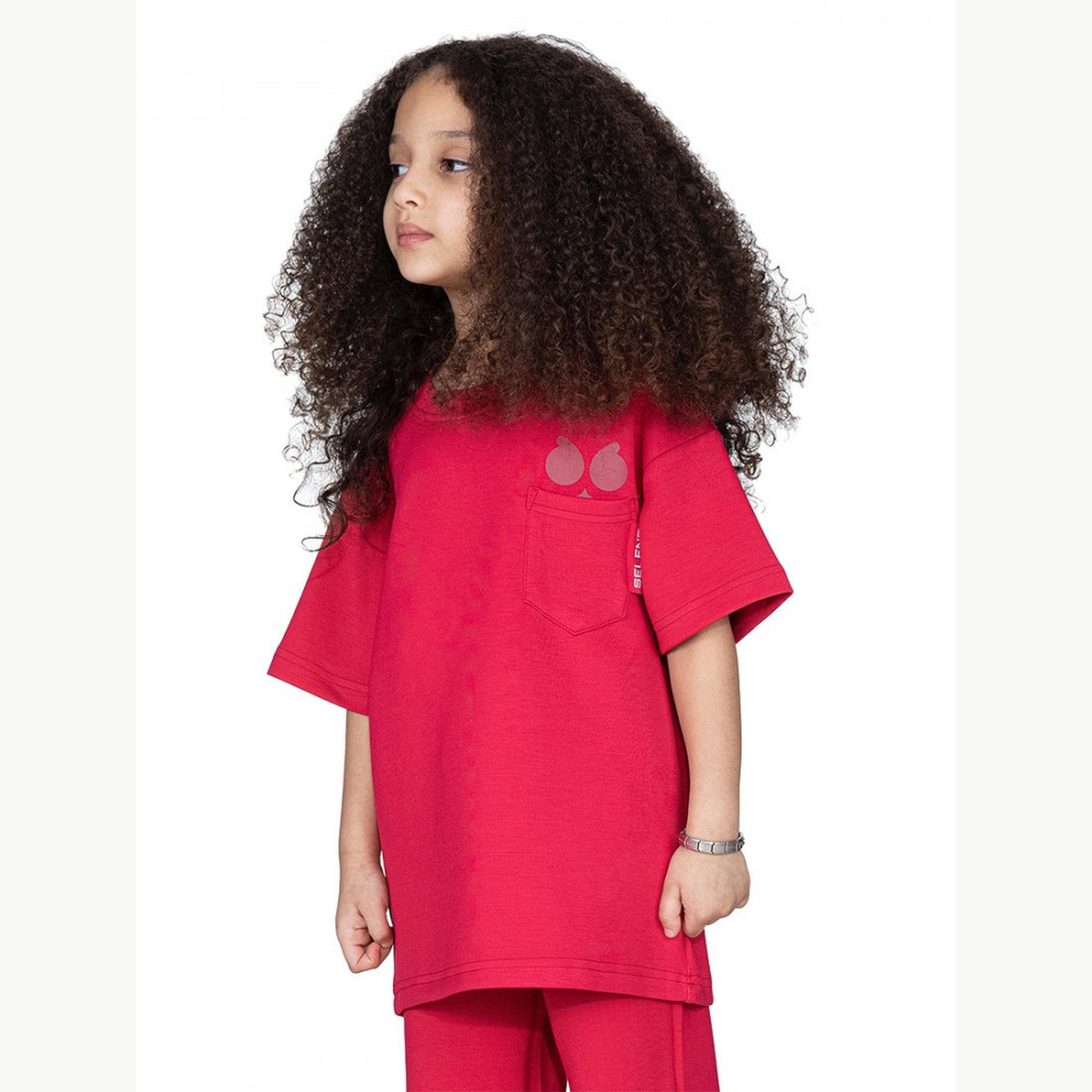 تيشيرت واسع بطبعة شعار للأطفال-girls-clothing-tshirts-image-1