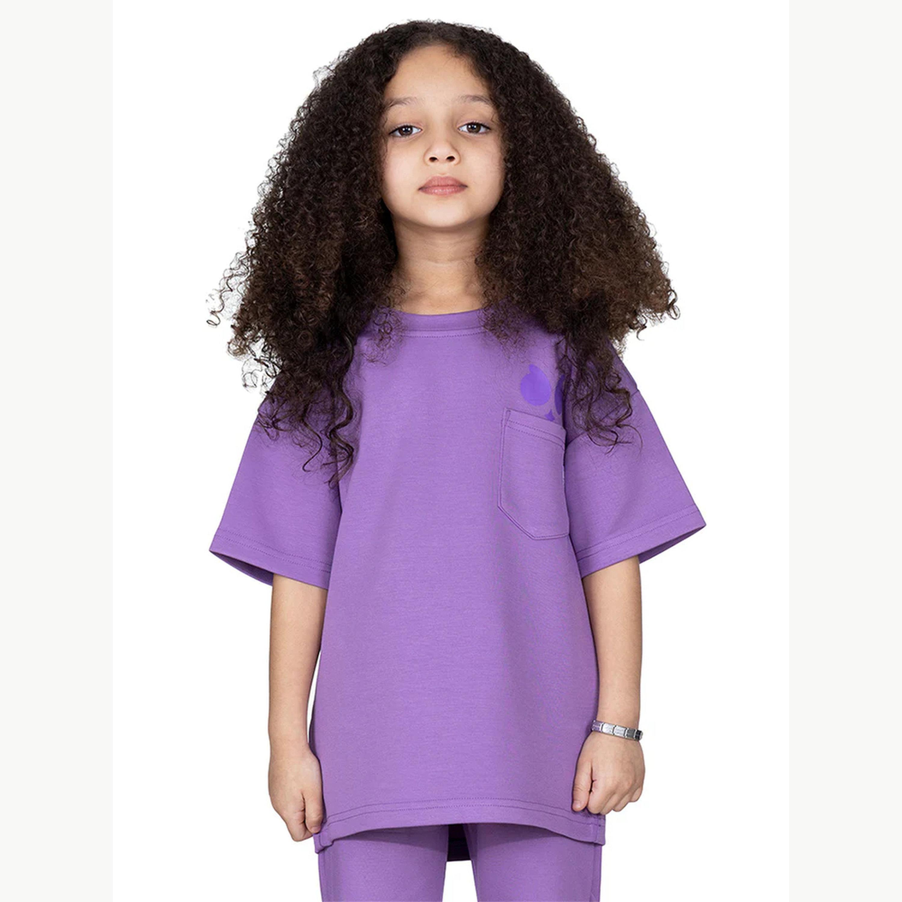 تيشيرت واسع بطبعة شعار للأطفال-girls-clothing-tshirts-image-1