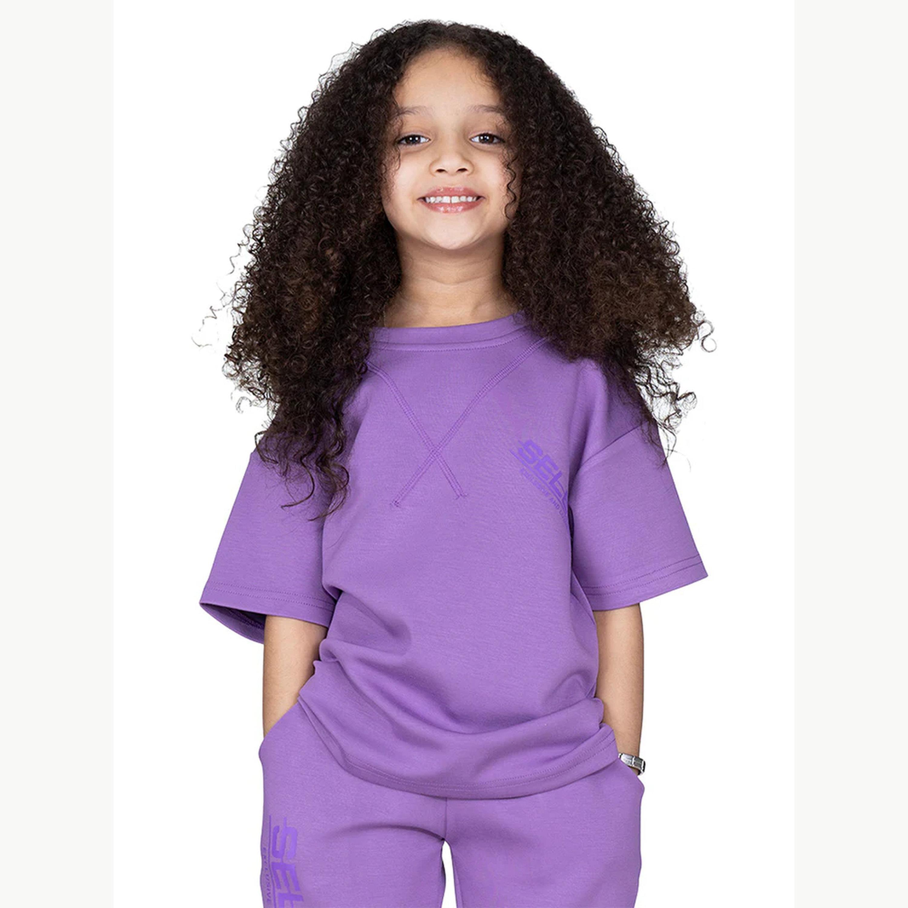 Selene X Styli Kids Logo Print Oversized T-Shirt-girls-clothing-tshirts-image-2