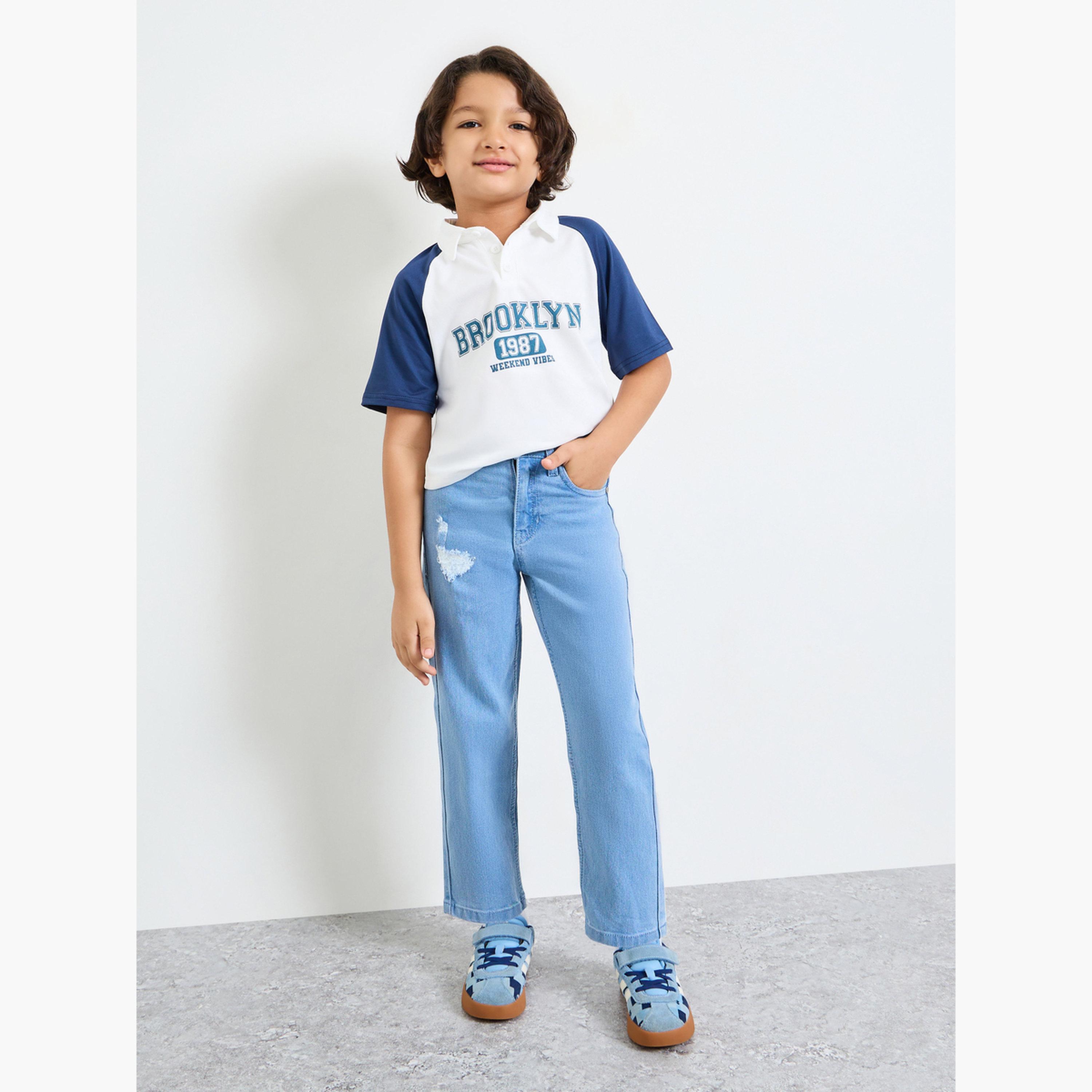 جينز برقع وتفاصيل ممزقة للأولاد-boys-clothing-bottoms-jeans-image-2