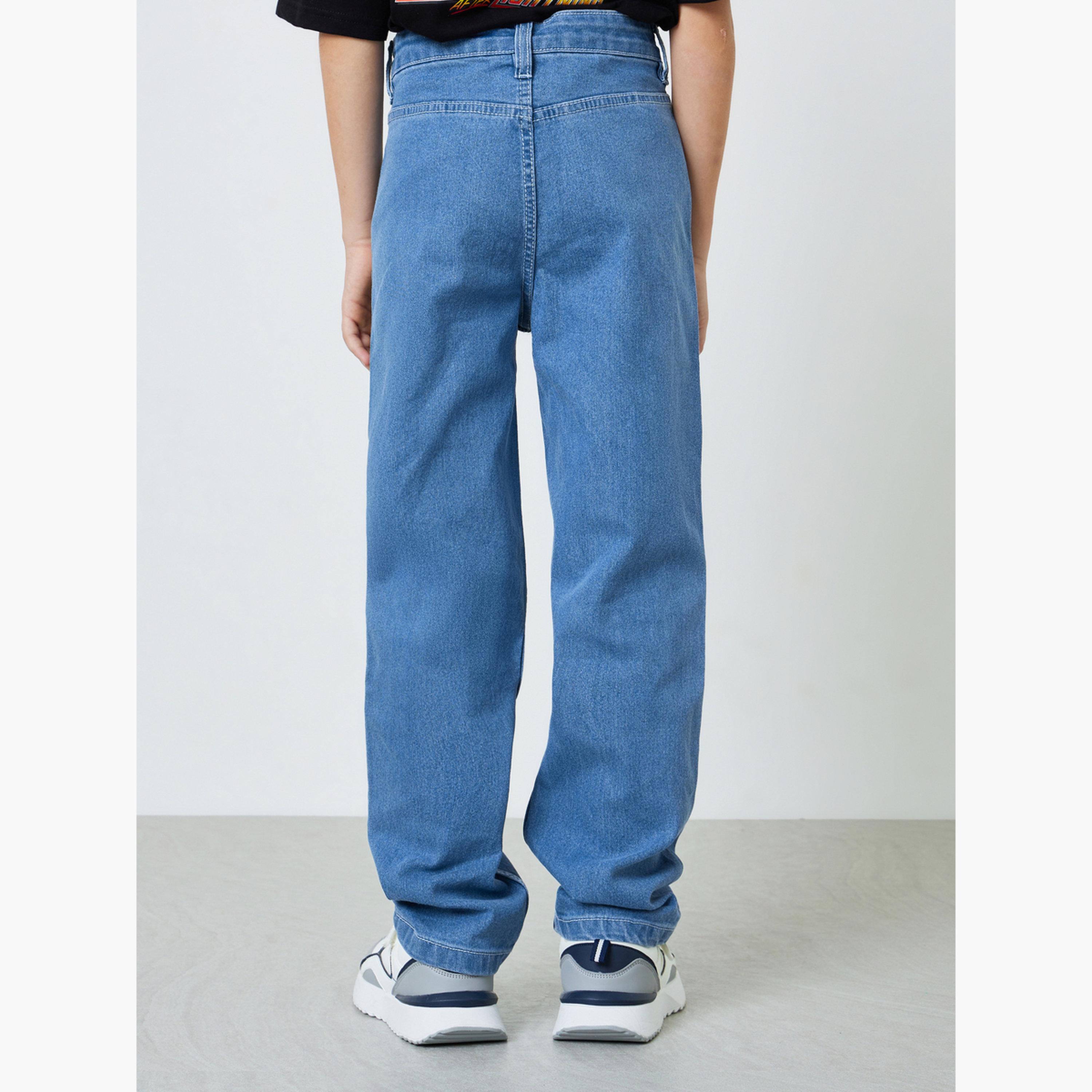 جينز بقصة عادية وتفاصيل ممزقة للأولاد المتوسط-boys-clothing-bottoms-jeans-image-4