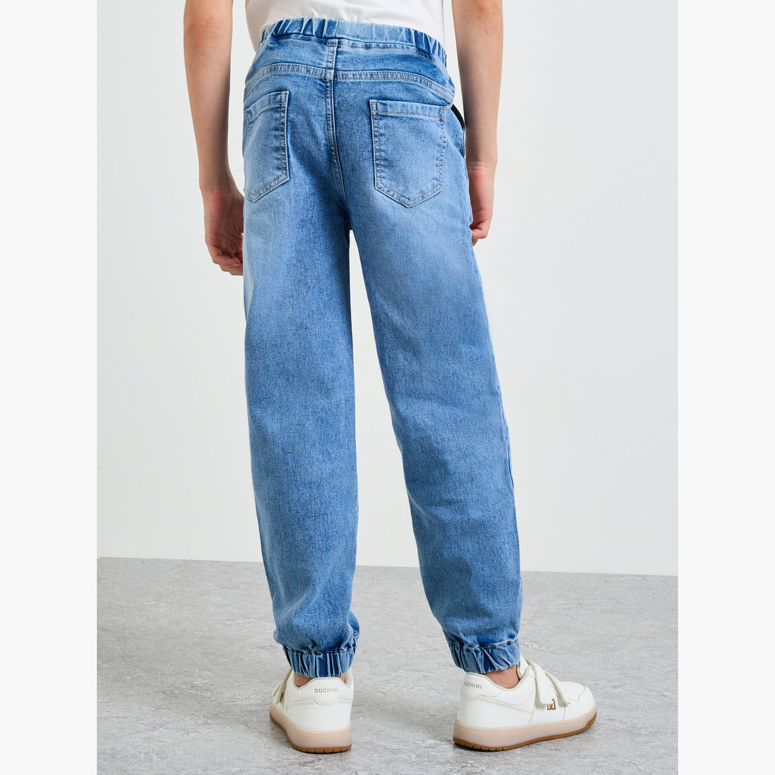 Styli Boys Blue Graphic Print Pull-On Jeans-boys-clothing-bottoms-jeans-image-2