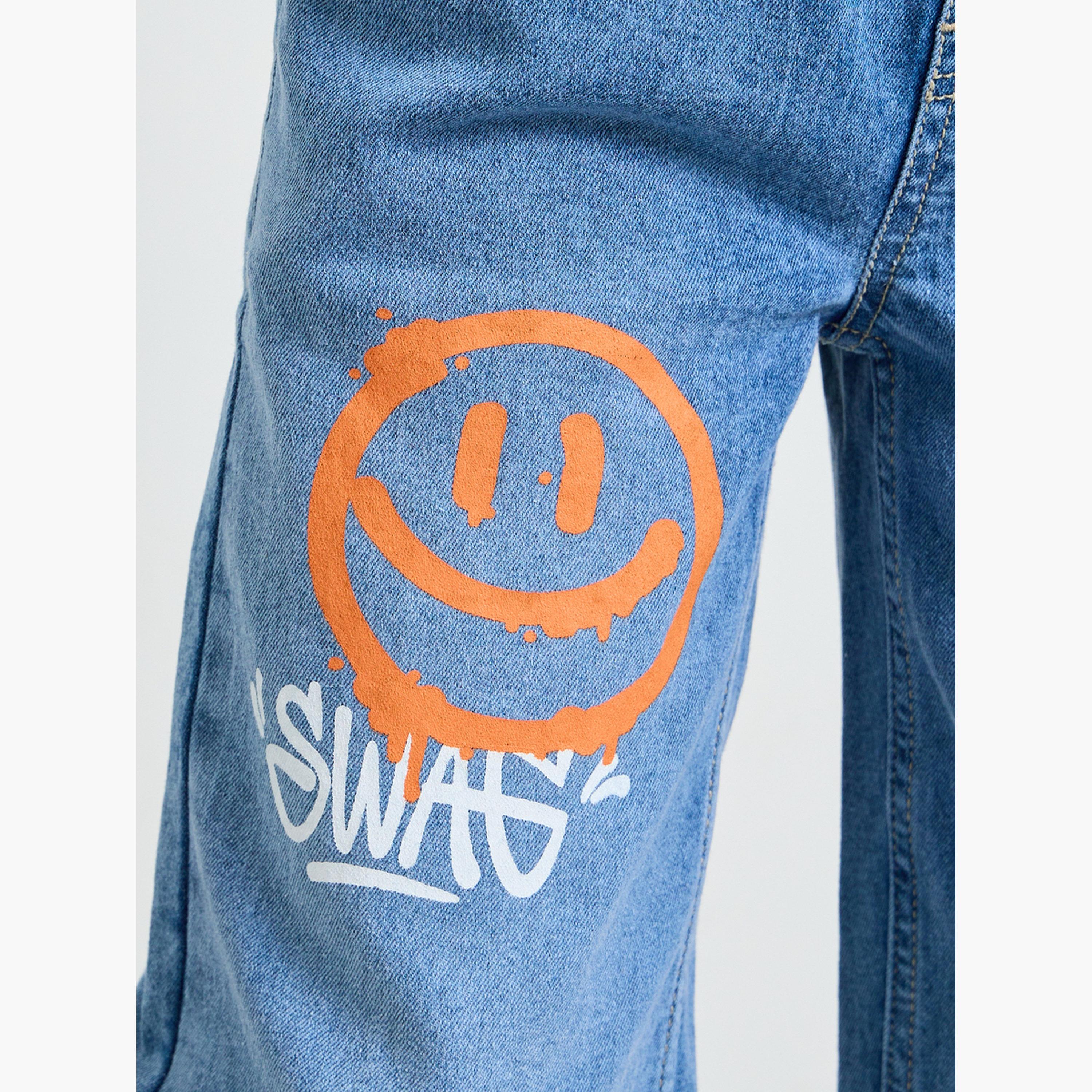 Styli Boys Blue Graphic Print Pull-On Jeans-boys-clothing-bottoms-jeans-image-3