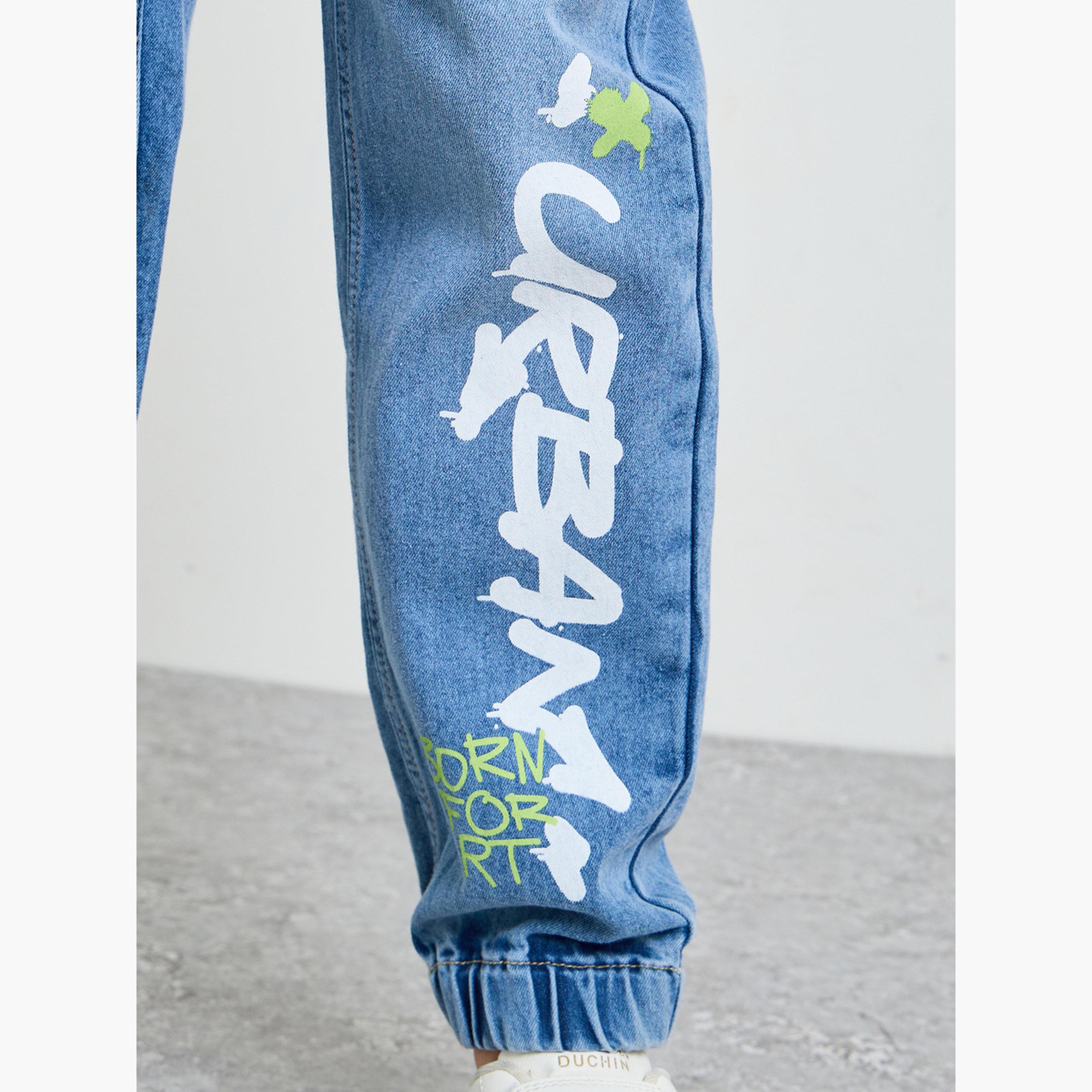 Styli Boys Blue Graphic Print Pull-On Jeans-boys-clothing-bottoms-jeans-image-4