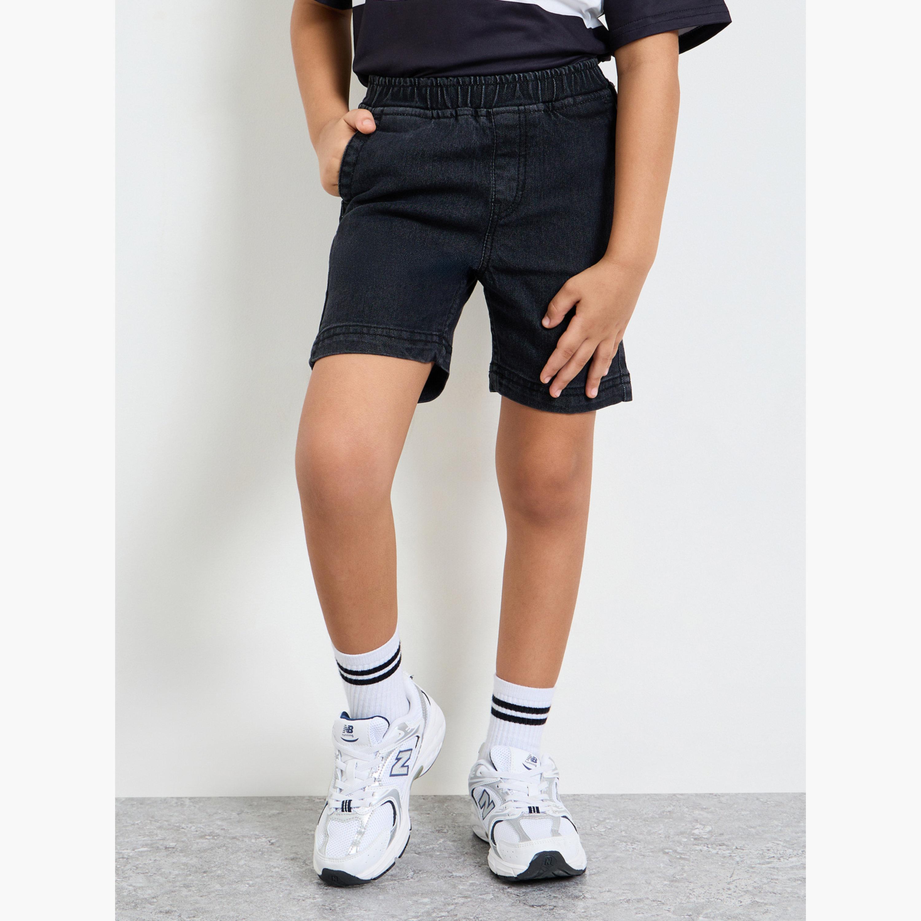 Styli Boys Plain Denim Shorts-boys-clothing-bottoms-shorts-image-1