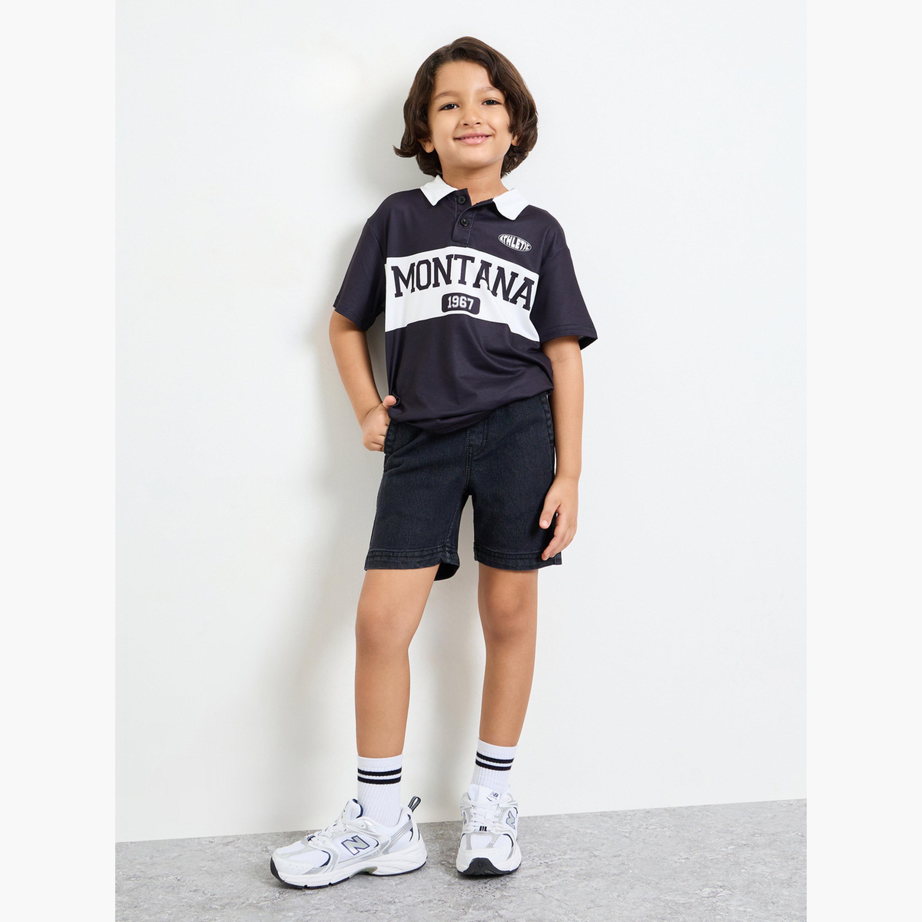 Styli Boys Plain Denim Shorts-boys-clothing-bottoms-shorts-image-2