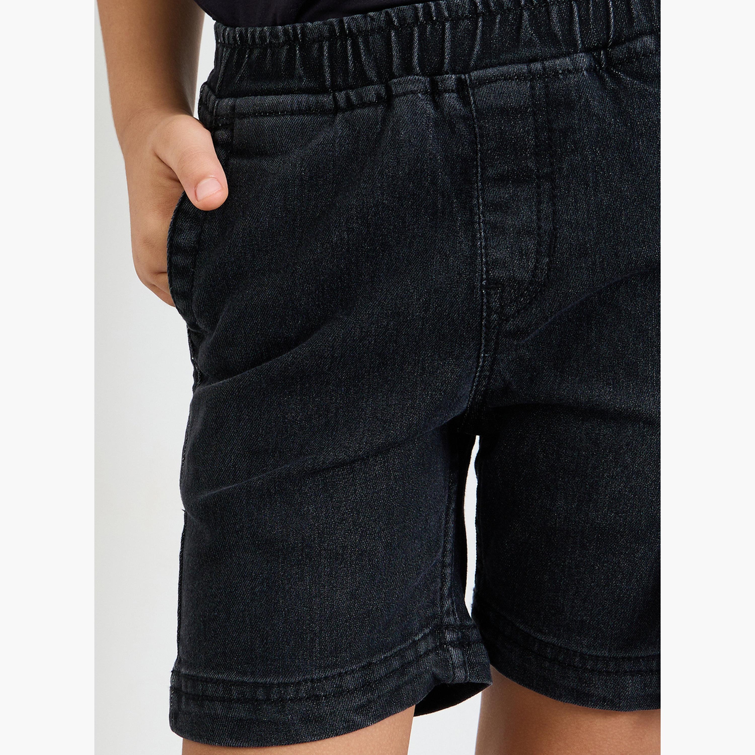 Styli Boys Plain Denim Shorts-boys-clothing-bottoms-shorts-image-3
