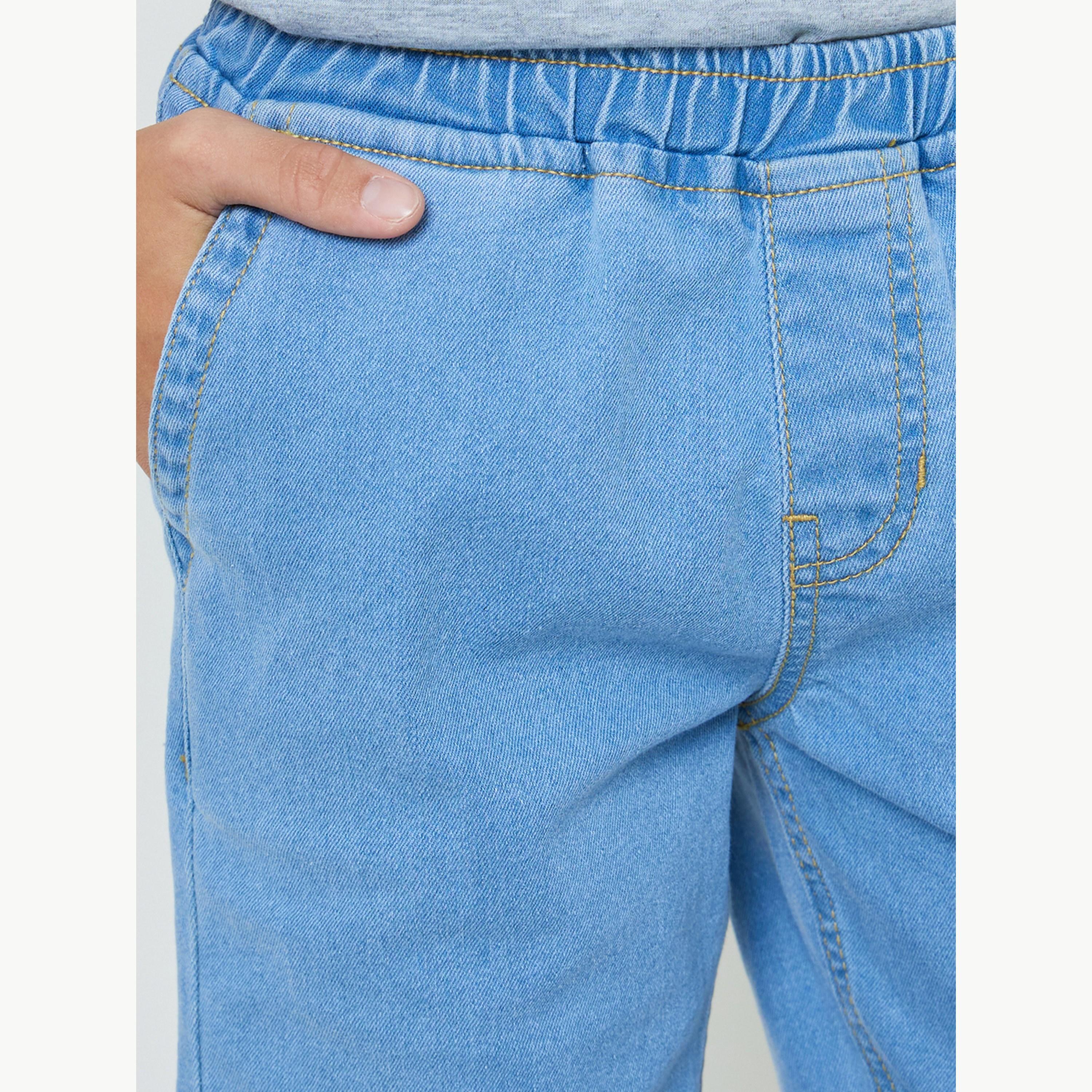 شورت دنيم سادة بخصر مطاطي للأولاد-boys-clothing-bottoms-shorts-image-3