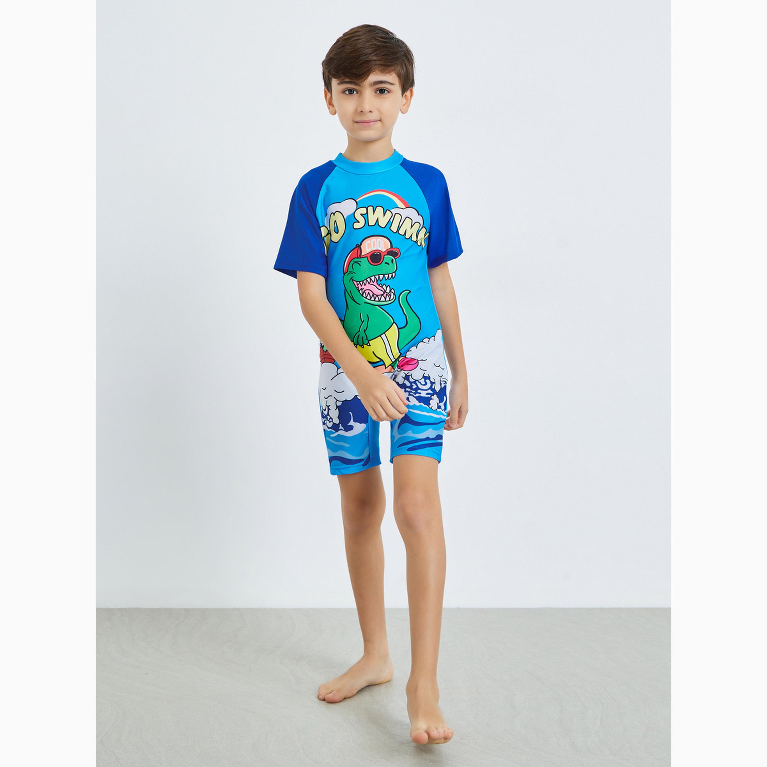 Styli Boys Blue Dino Print Swimsuit-boys-clothing-swimwear-image-2