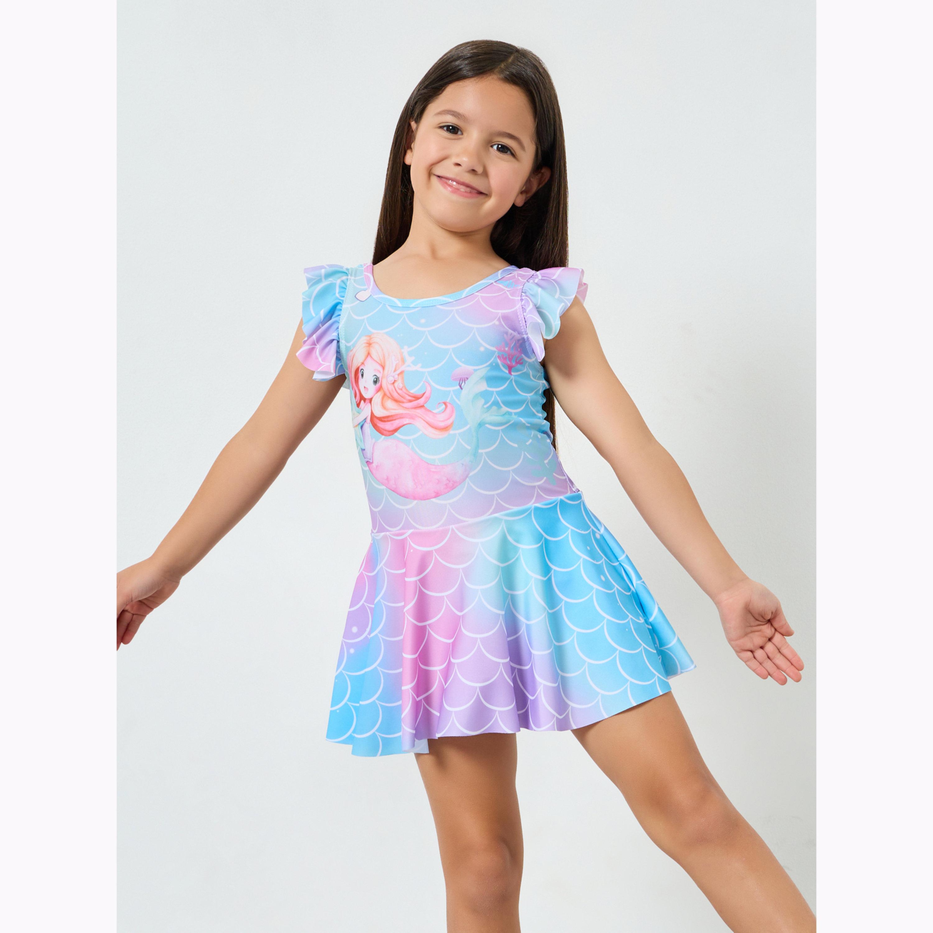 ملابس سباحة للبنات بطبعة حورية البحر-girls-clothing-swimwear-image-1