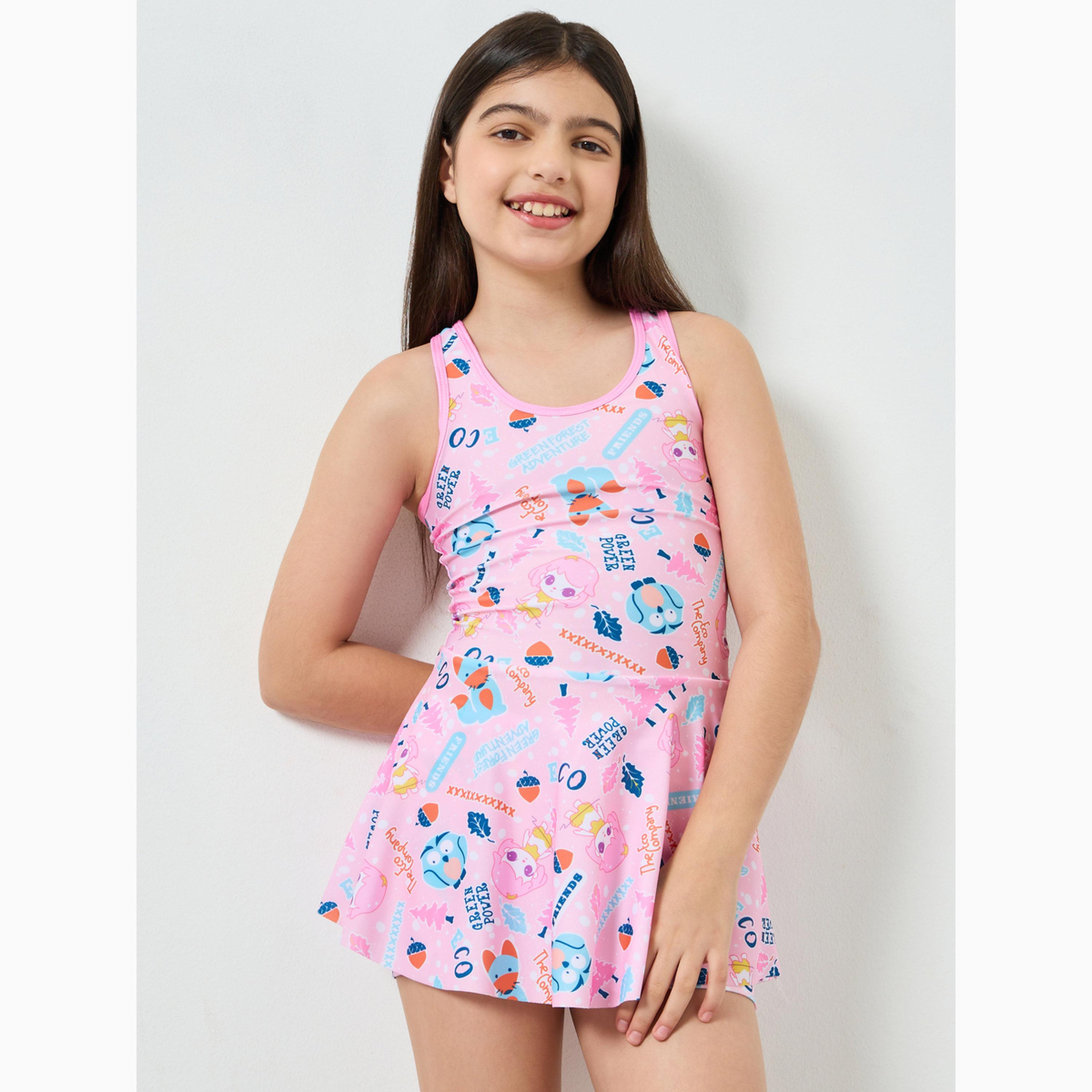 ملابس سباحة للبنات مع شورت-girls-clothing-swimwear-image-1