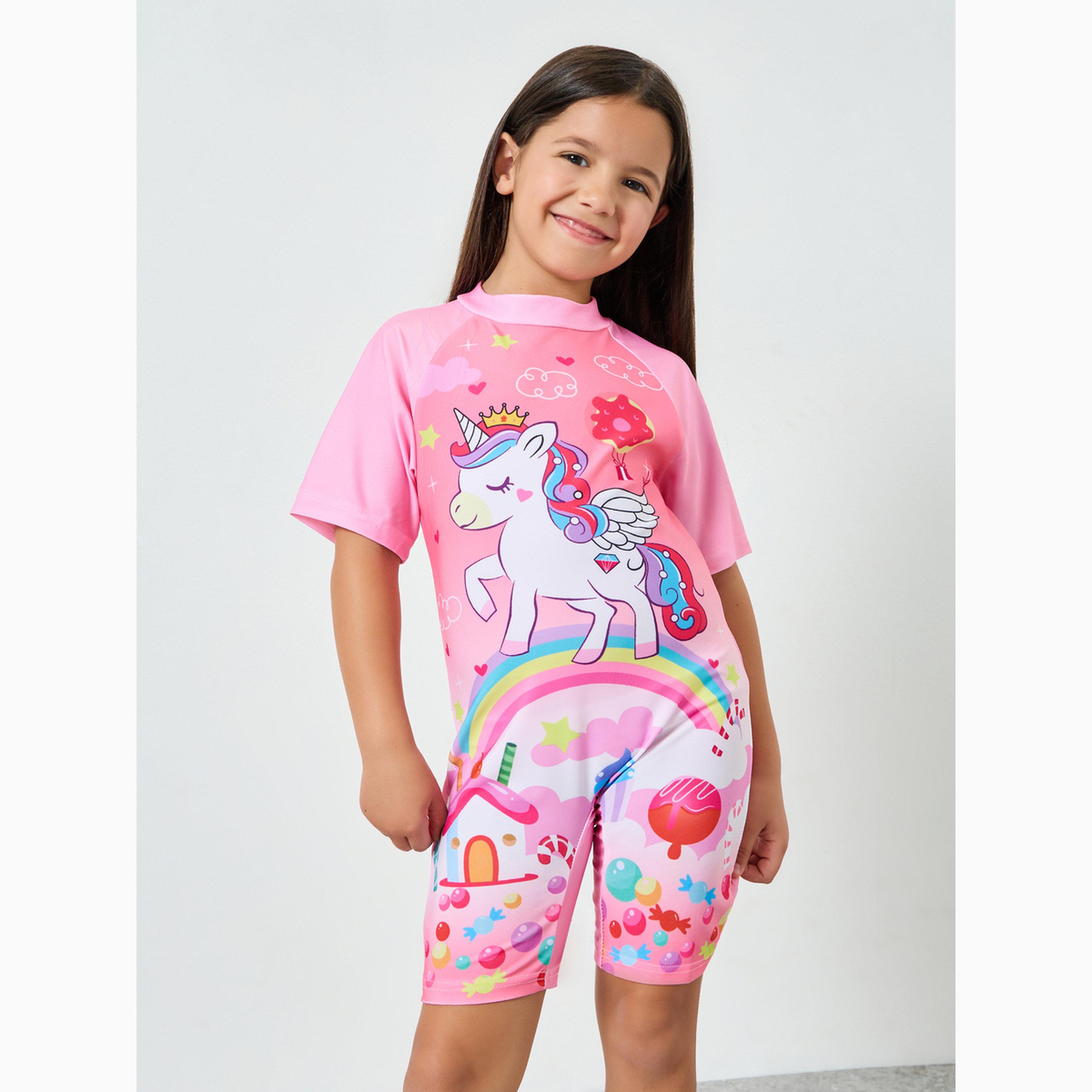 Styli Girls Unicorn Print Swimsuit-girls-clothing-swimwear-image-1