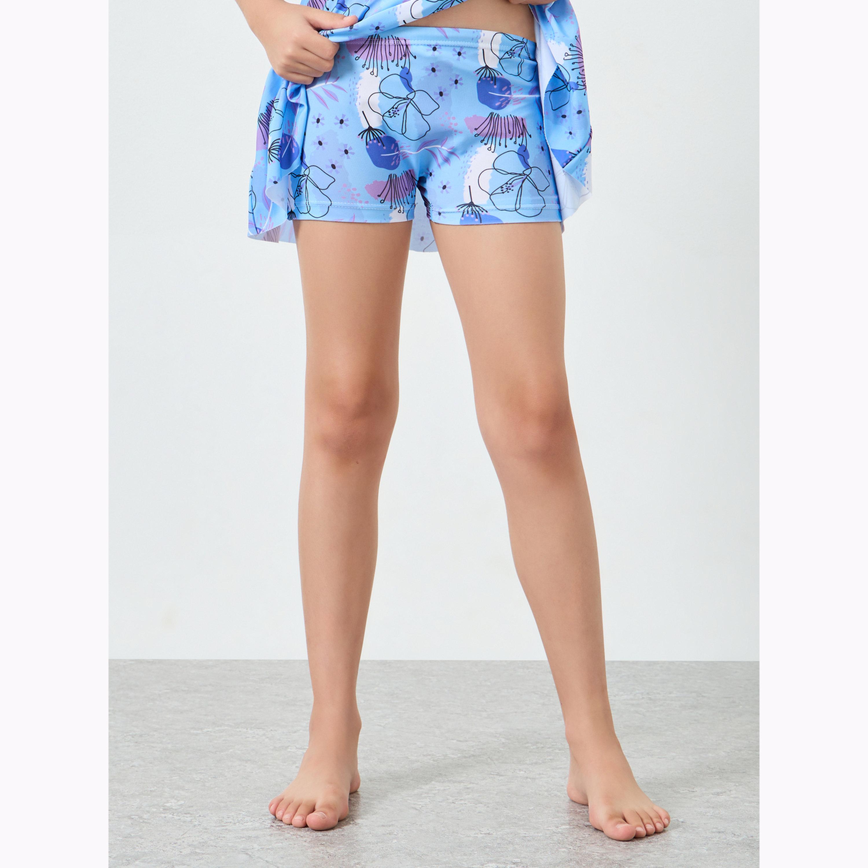Styli Teen Girls Printed Swimsuit and Short Set-girls-clothing-swimwear-image-4
