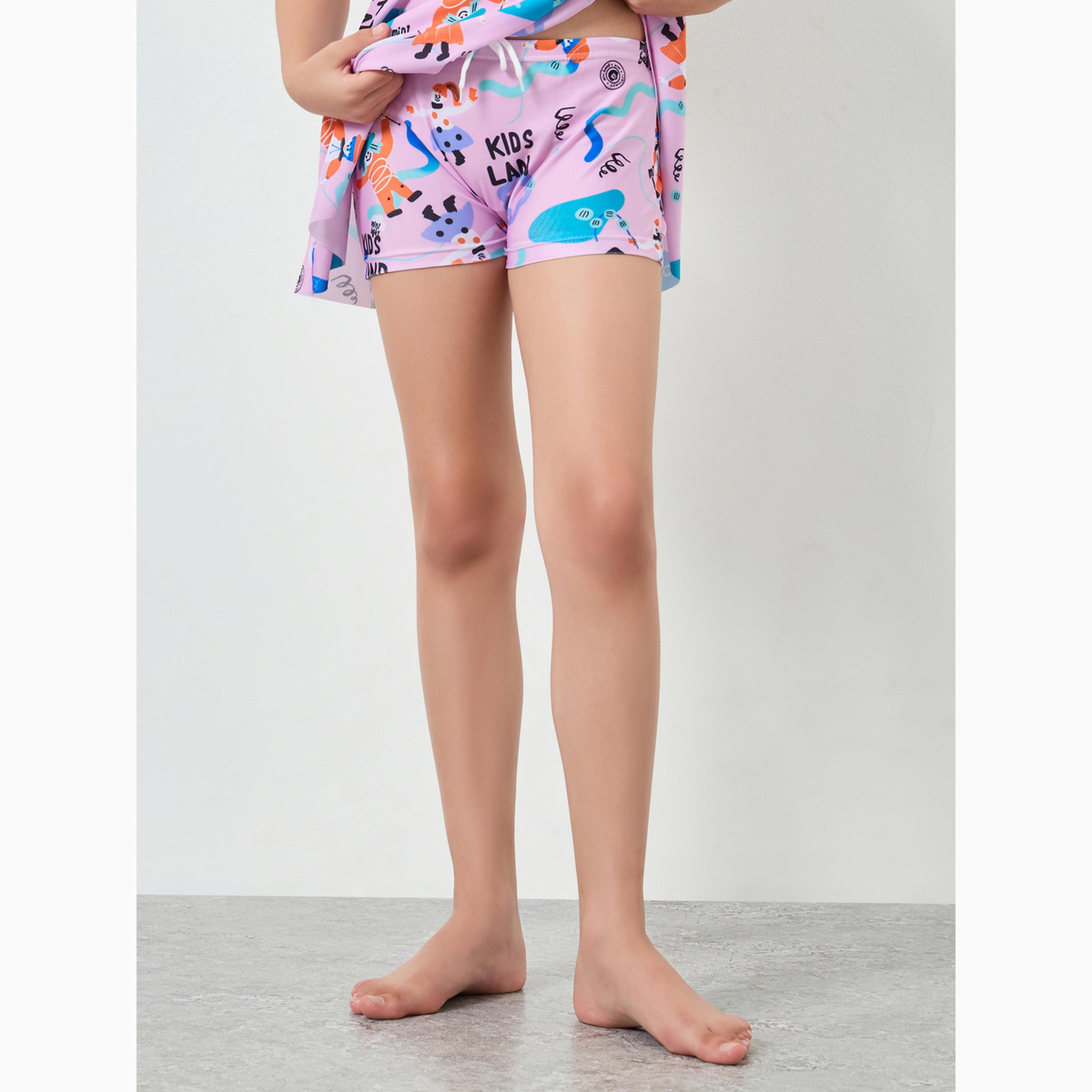 مجموعة من شورت ومايوه سباحة مطبوع للبنات المراهقات-girls-clothing-swimwear-image-4